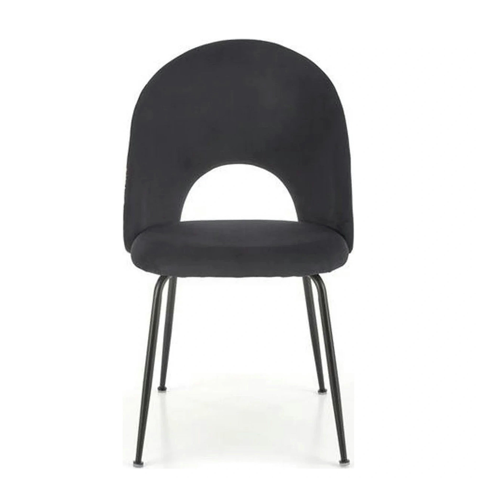 Scaun tapitat K505, negru, cu imprimeu floral, stofa catifelata, 51x55x86 cm