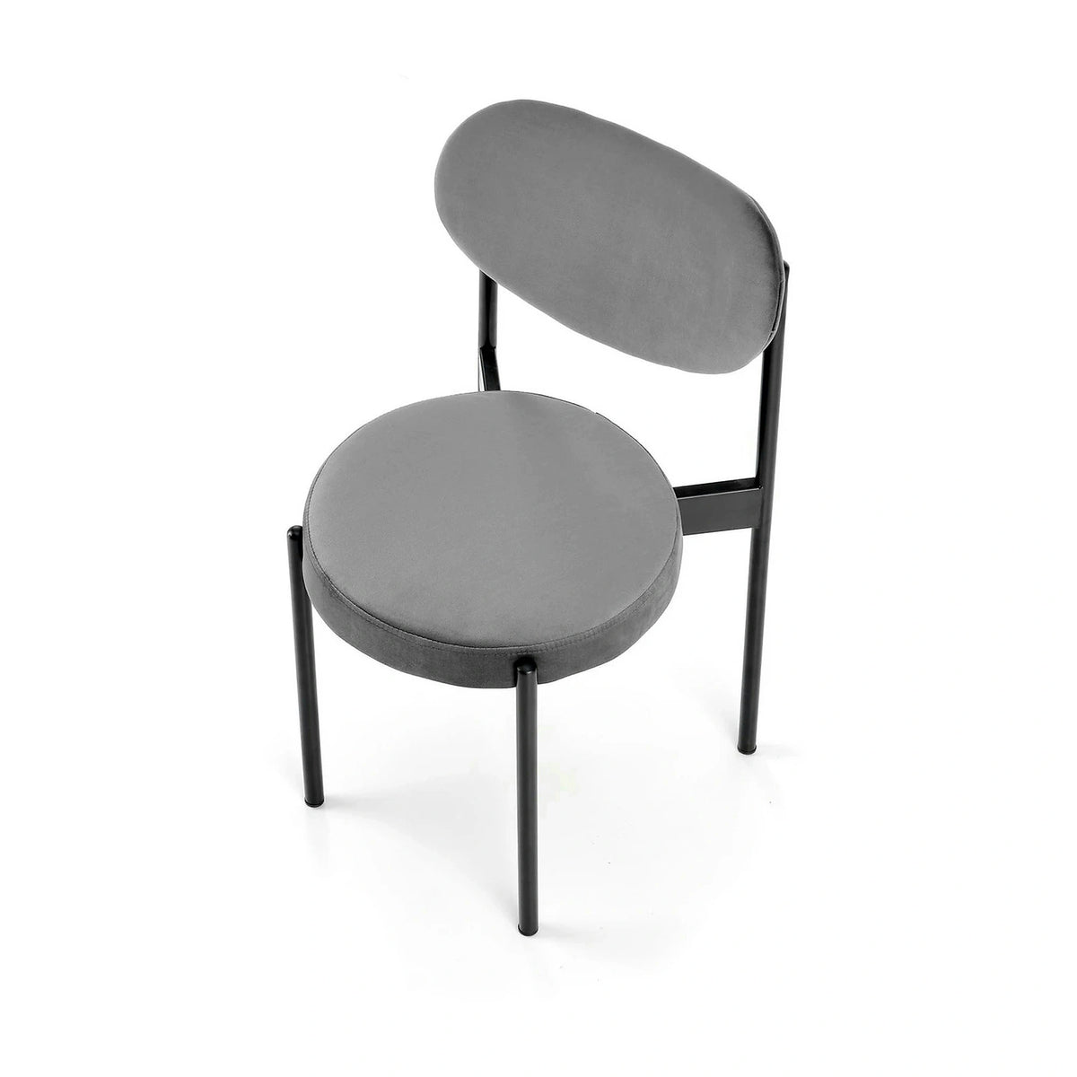 Scaun tapitat K509, gri, stofa catifelata, 42x48x80 cm