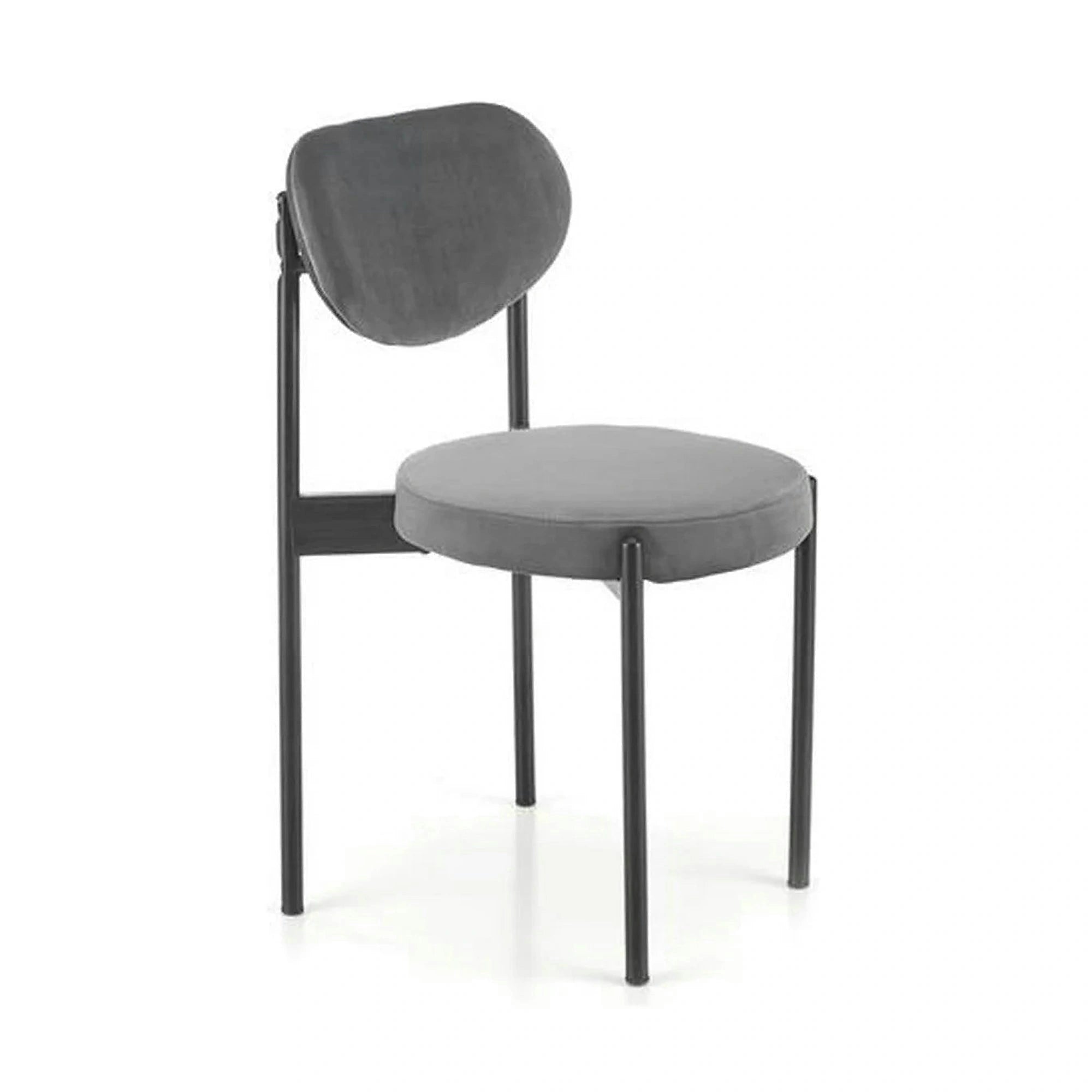 Scaun tapitat K509, gri, stofa catifelata, 42x48x80 cm