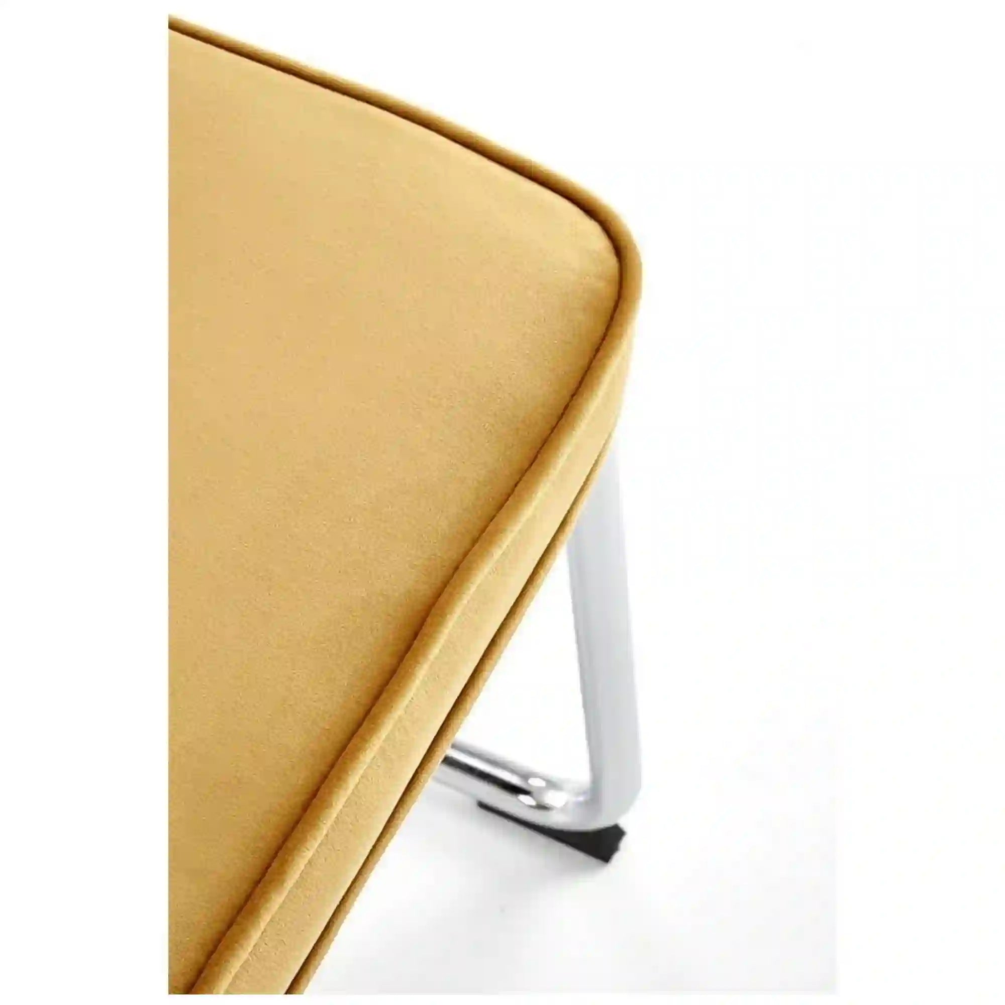 Scaun tapitat K510, galben mustar, stofa catifelata/otel cromat, 49x55x85 cm