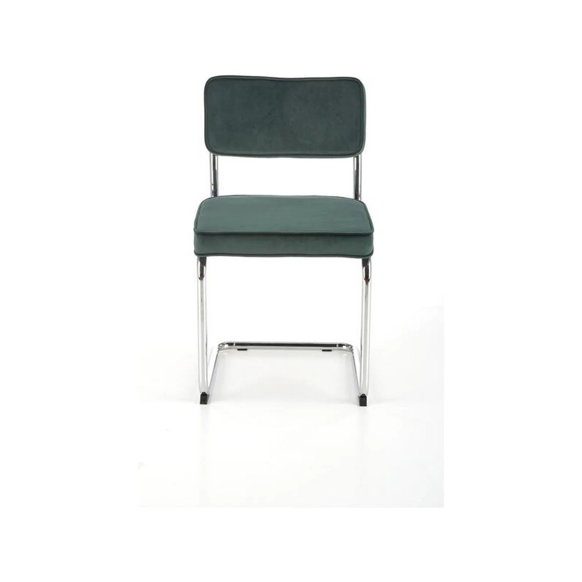 Scaun tapitat K510, verde inchis, stofa catifelata/otel cromat, 49x55x85 cm