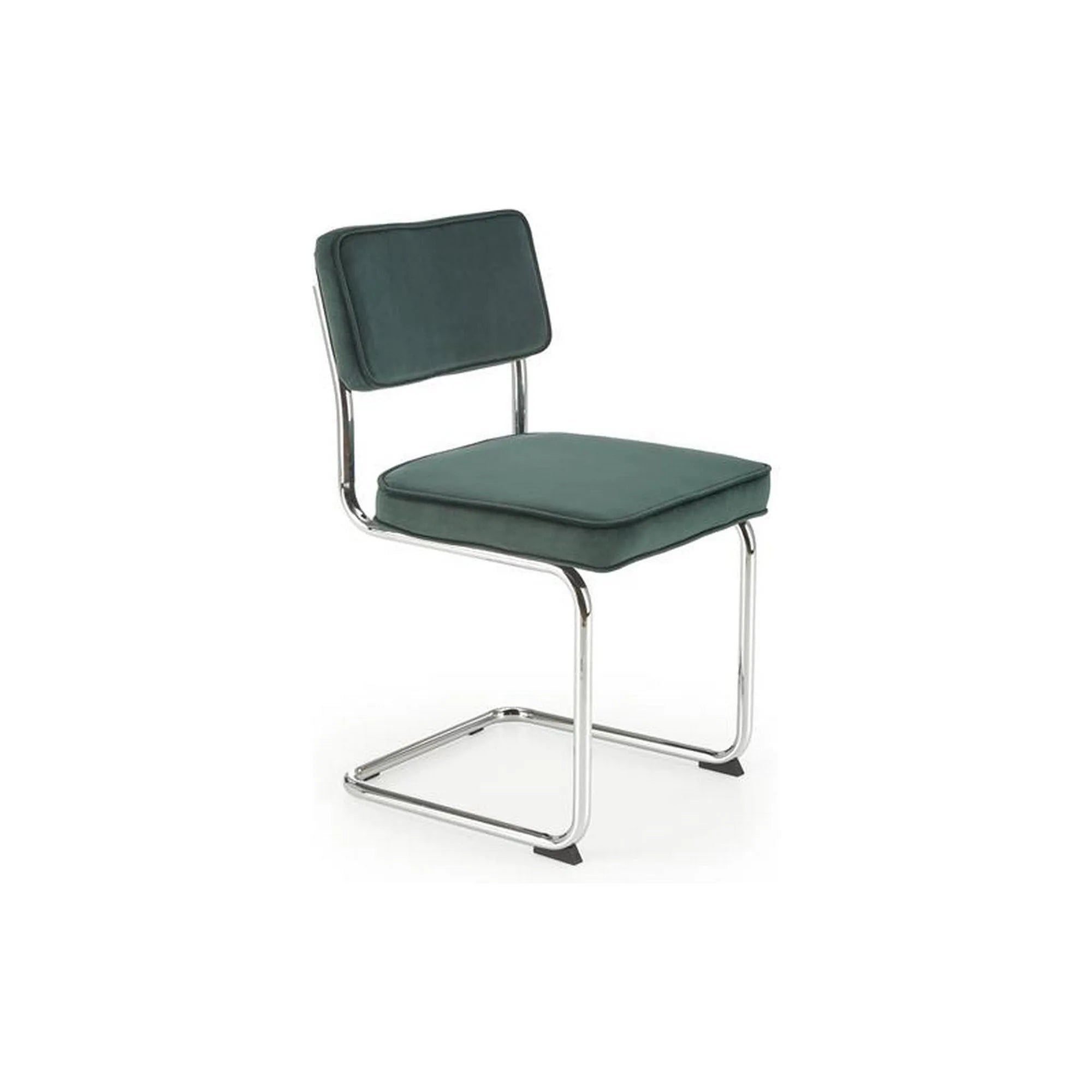Scaun tapitat K510, verde inchis, stofa catifelata/otel cromat, 49x55x85 cm