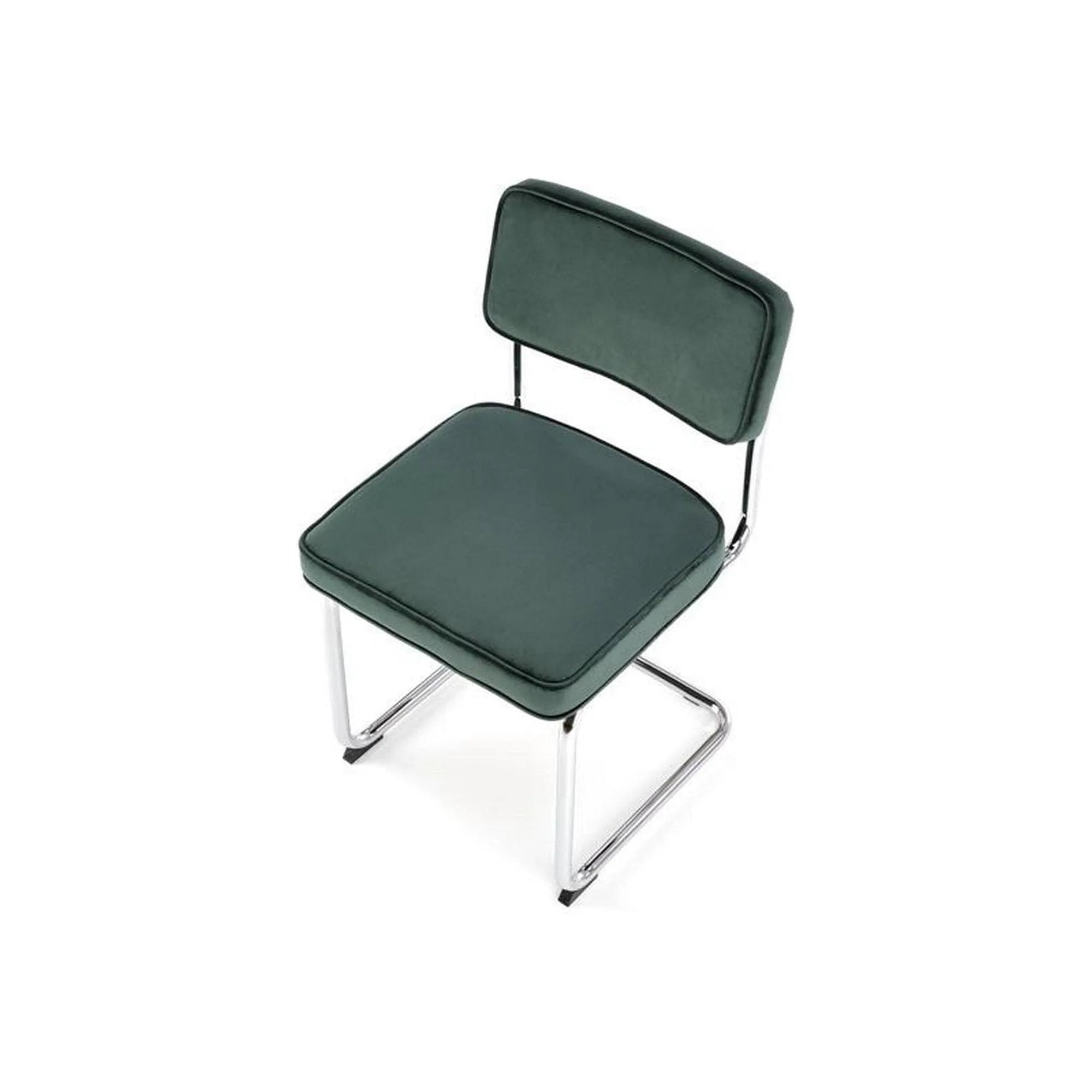 Scaun tapitat K510, verde inchis, stofa catifelata/otel cromat, 49x55x85 cm