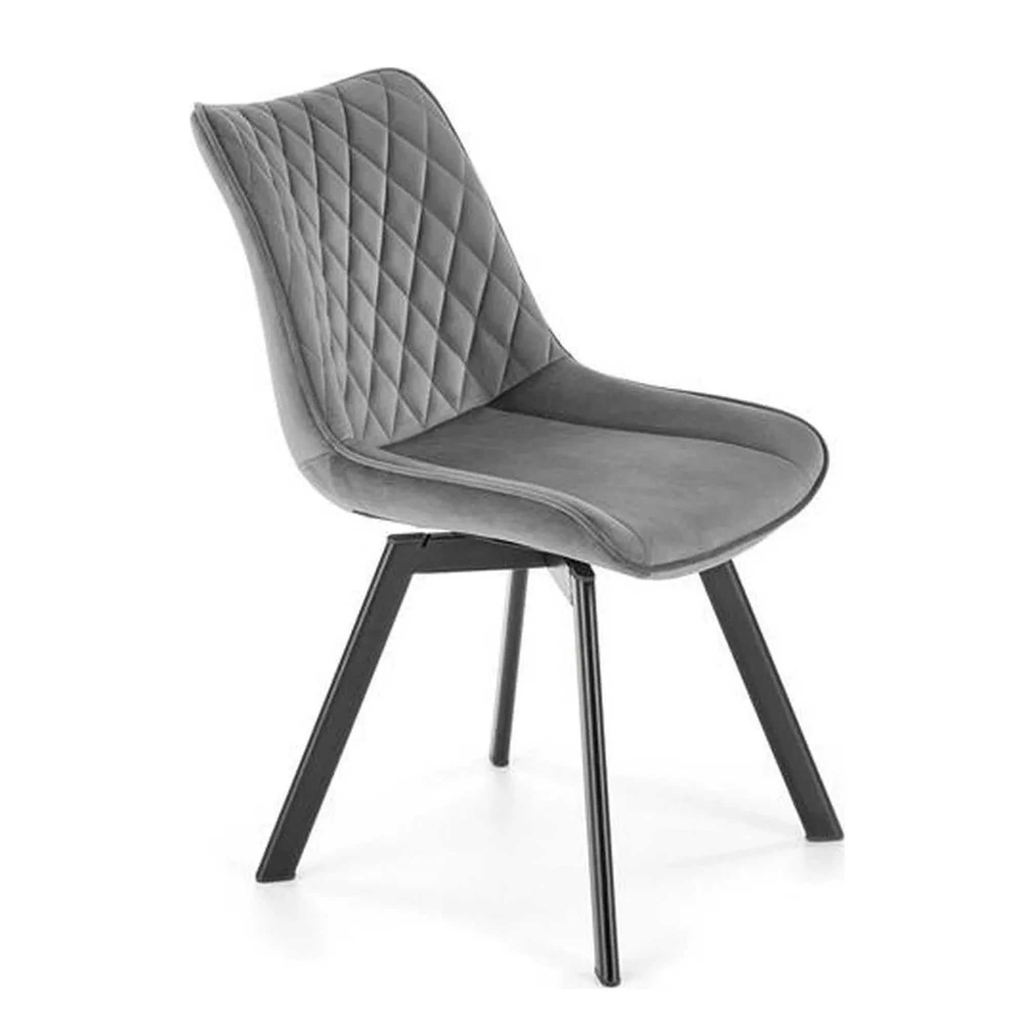 Scaun tapitat K520, gri/negru, stofa catifelata, rotativ, 45x63x80 cm