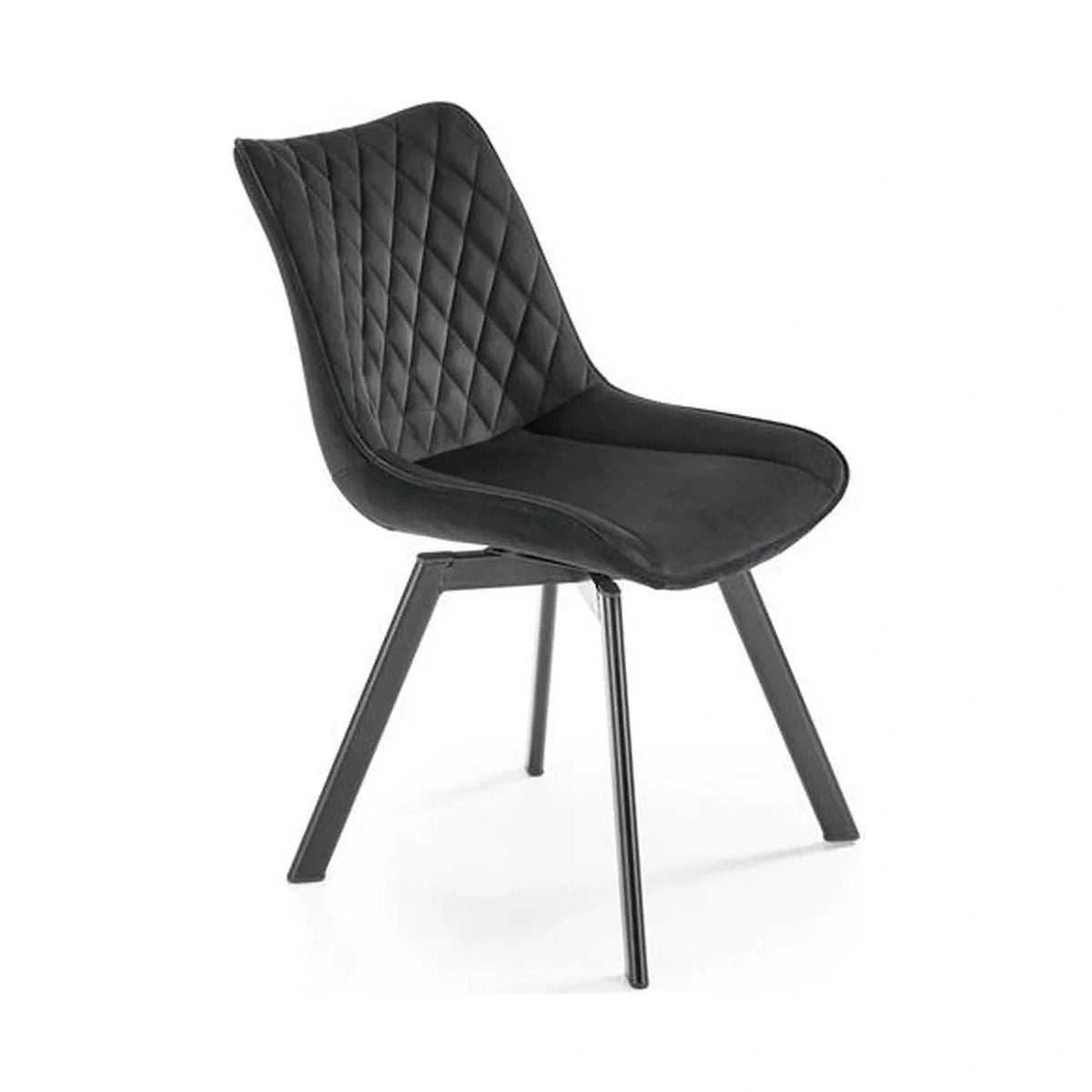 Scaun tapitat K520, negru, stofa catifelata, rotativ, 45x63x80 cm