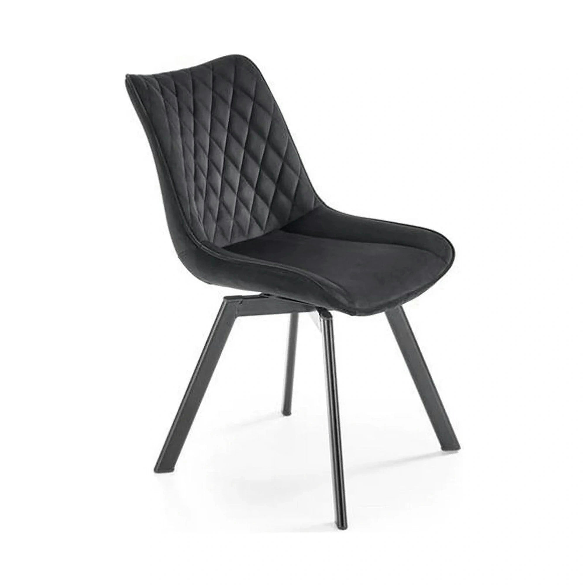 Scaun tapitat K520, negru, stofa catifelata, rotativ, 45x63x80 cm
