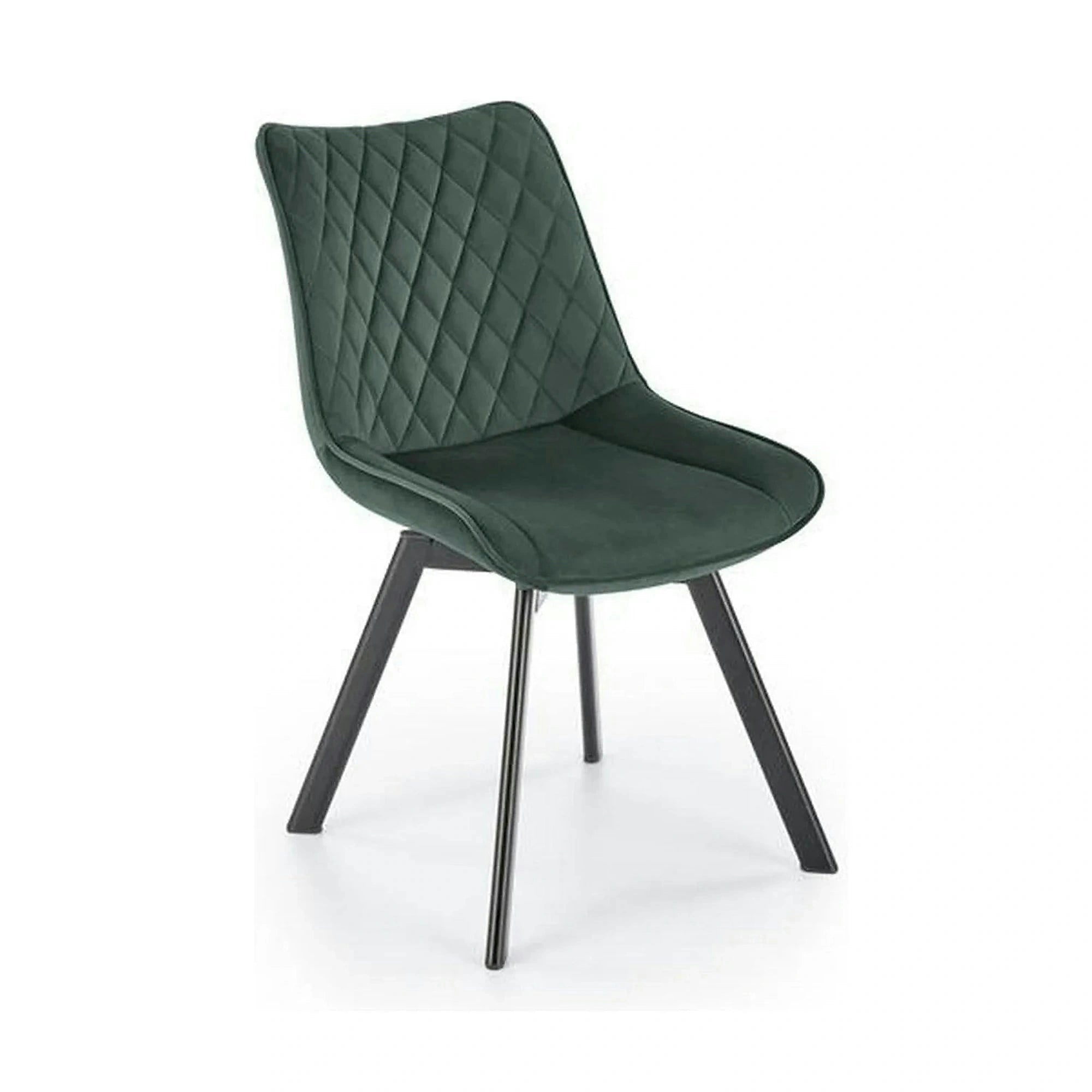 Scaun tapitat K520, verde/negru, stofa catifelata, 45x63x80 cm
