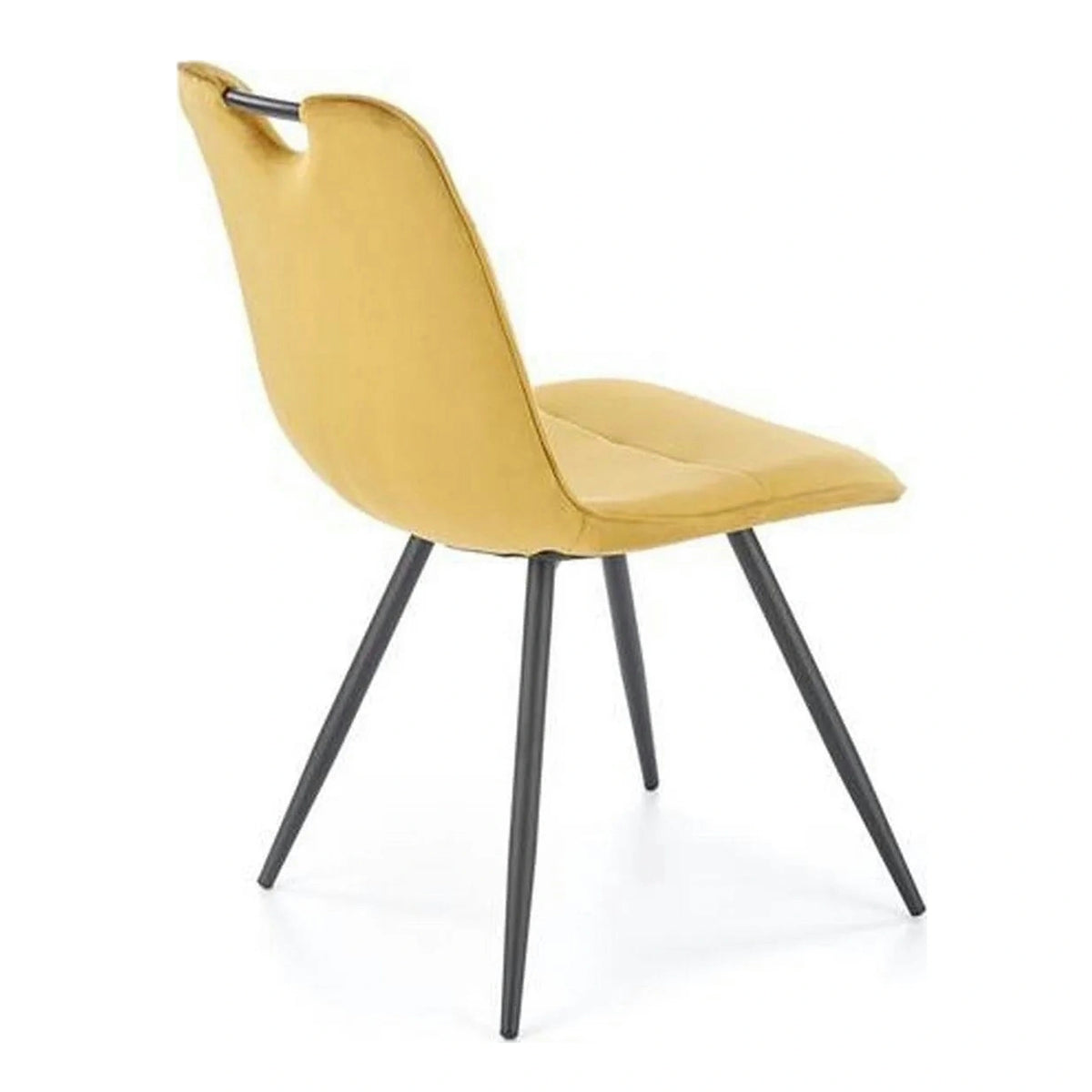 Scaun tapitat K521, galben mustar/negru, stofa catifelata, 46x58x83 cm