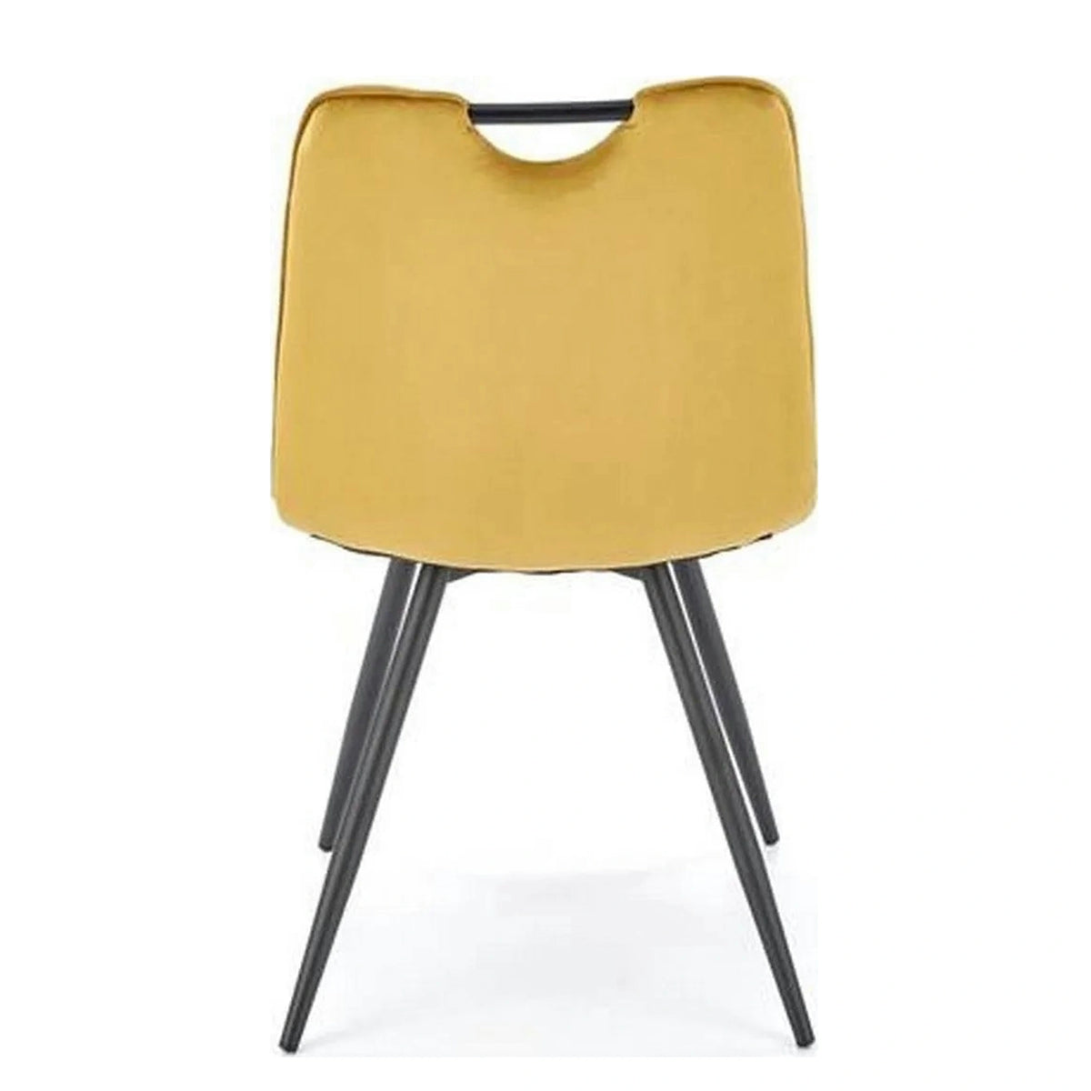 Scaun tapitat K521, galben mustar/negru, stofa catifelata, 46x58x83 cm