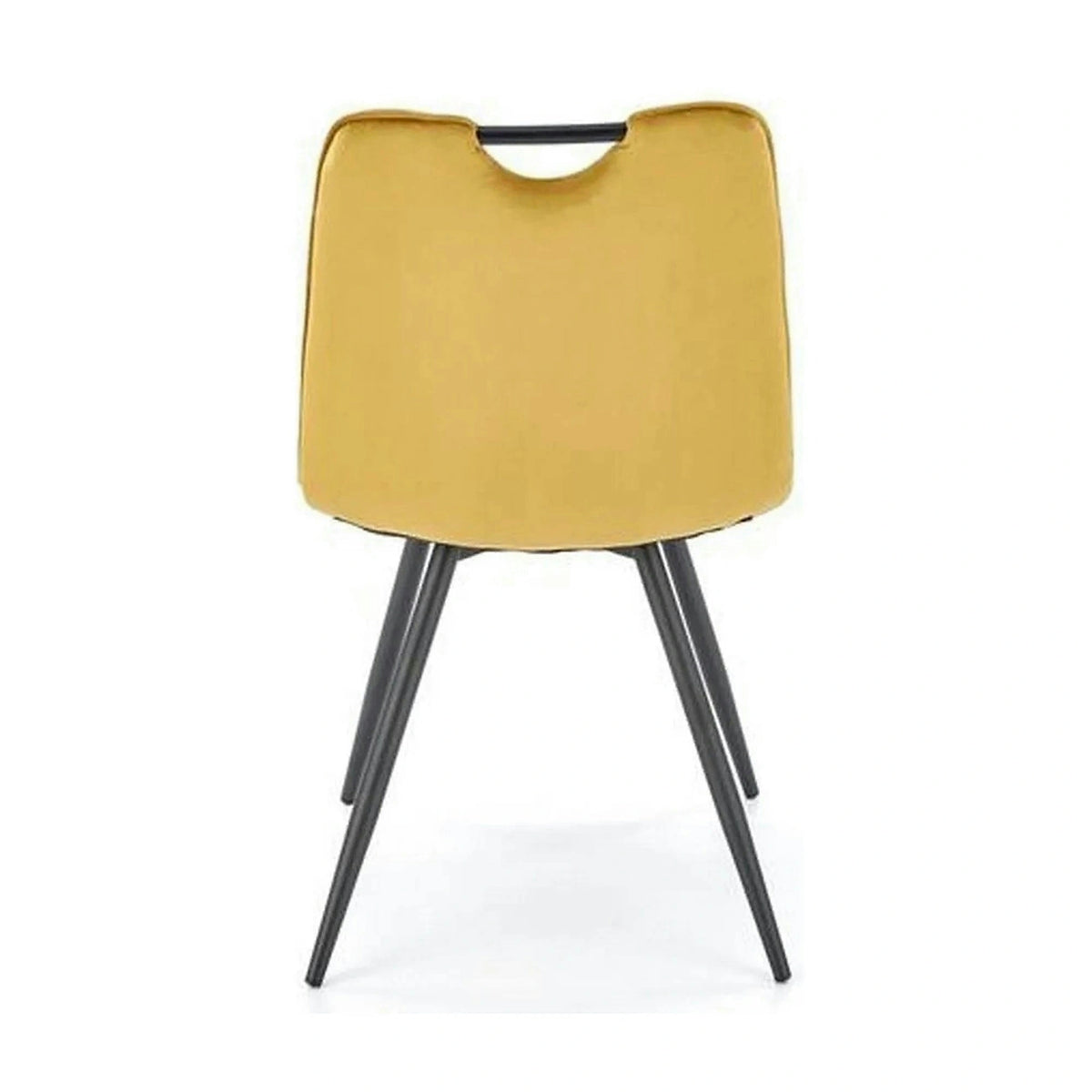 Scaun tapitat K521, galben mustar/negru, stofa catifelata, 46x58x83 cm