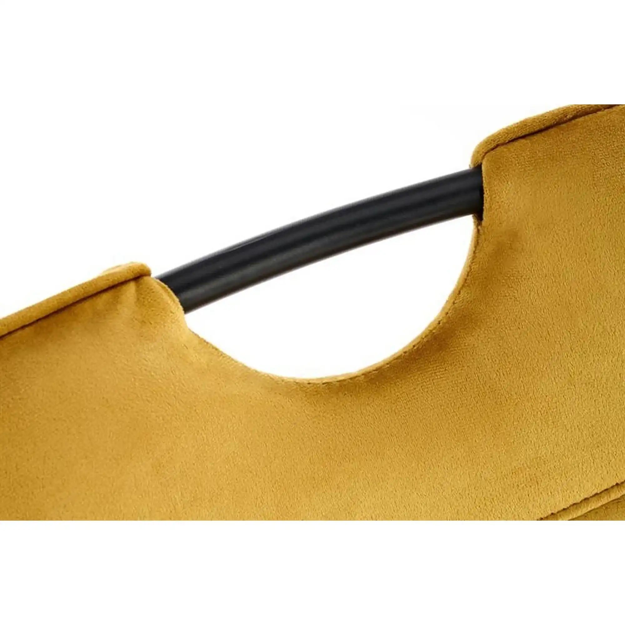 Scaun tapitat K521, galben mustar/negru, stofa catifelata, 46x58x83 cm