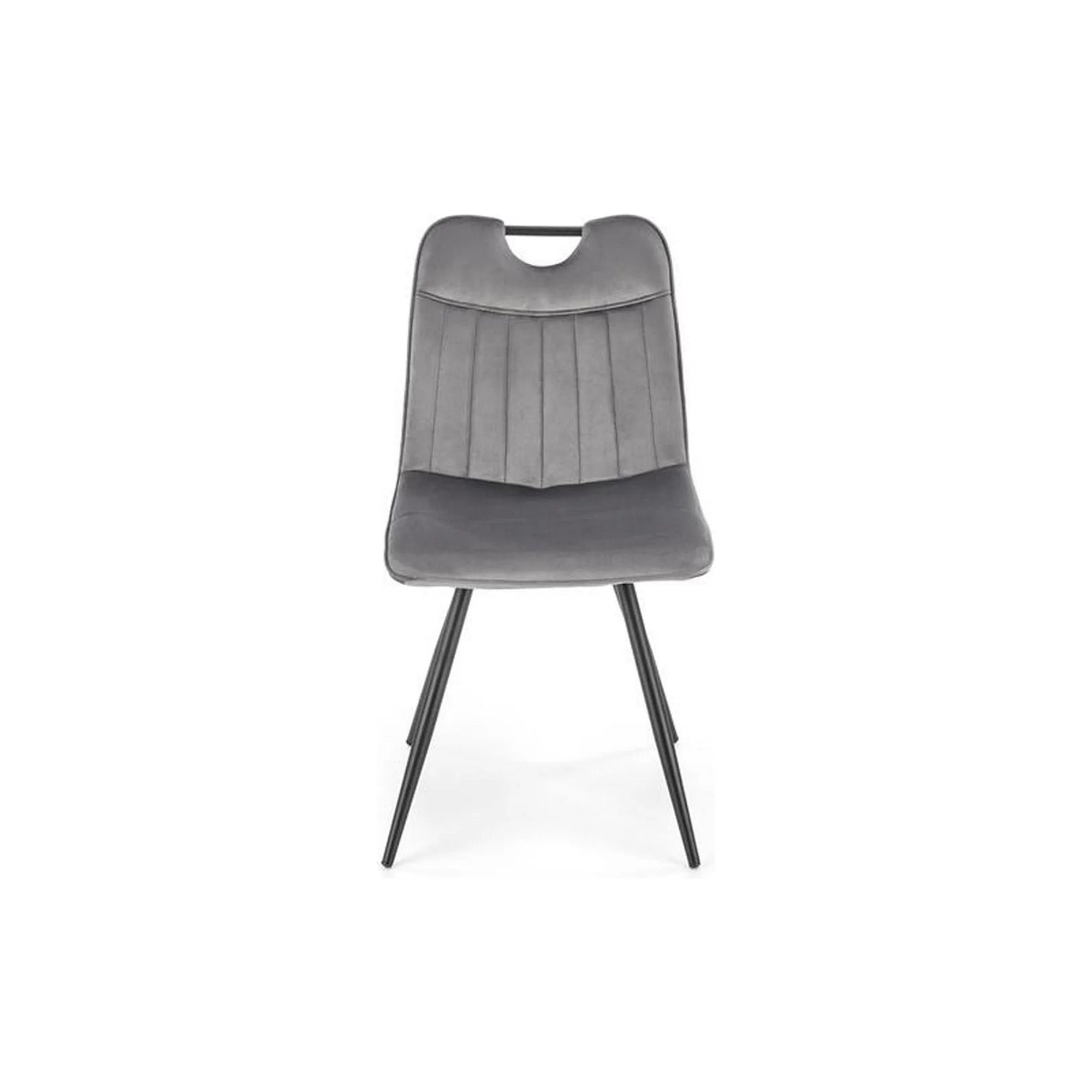 Scaun tapitat K521, gri/negru, stofa catifelata/metal, 46x58x83 cm