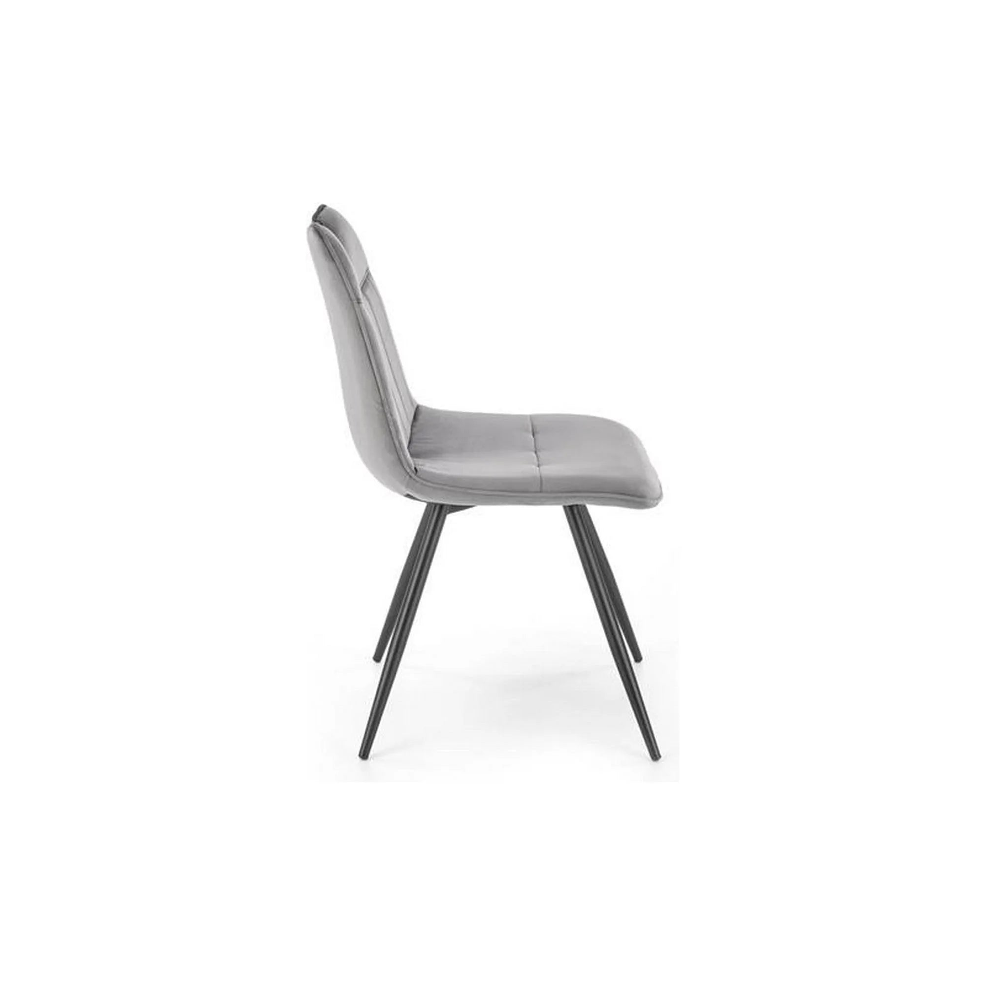 Scaun tapitat K521, gri/negru, stofa catifelata/metal, 46x58x83 cm