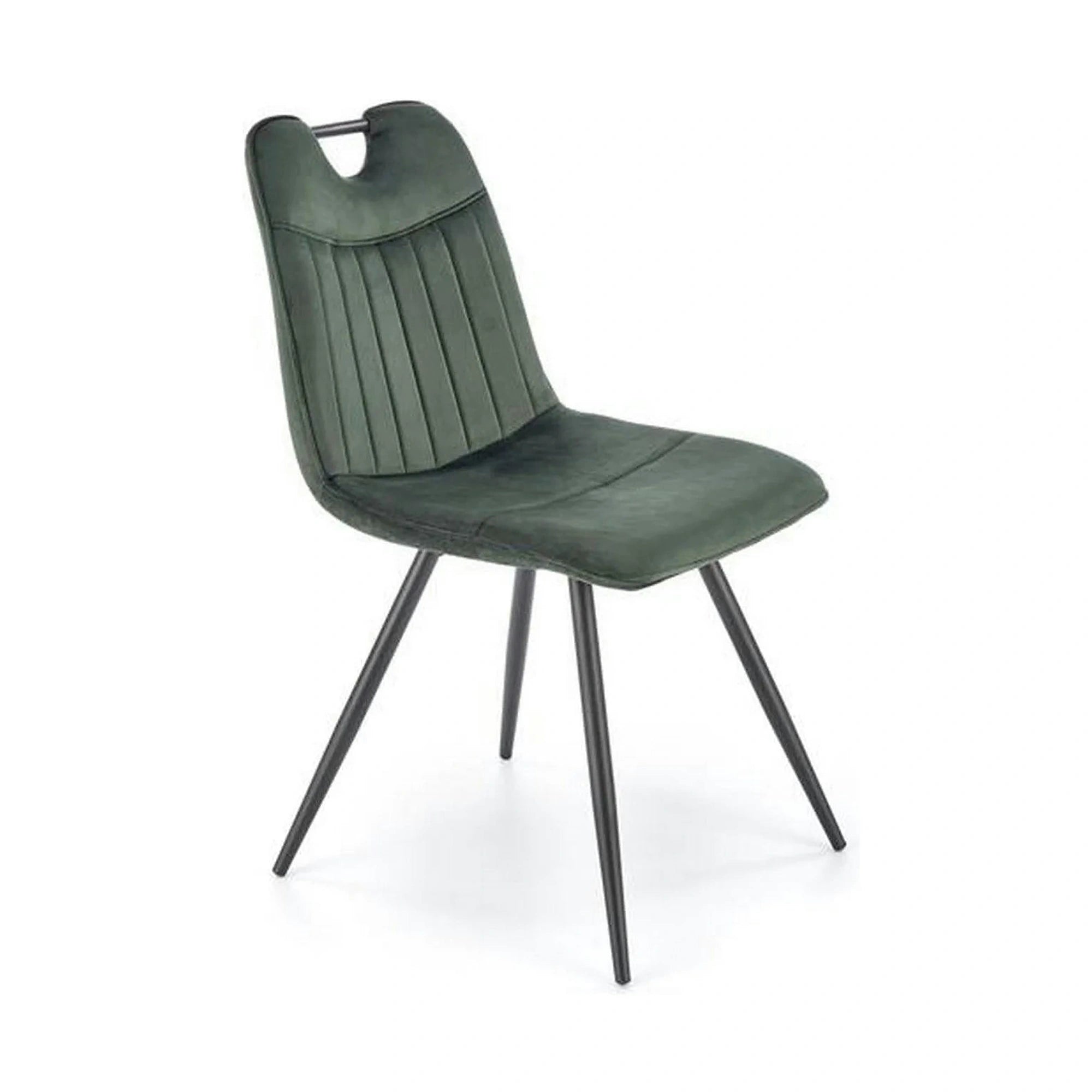 Scaun tapitat K521, verde/negru, stofa catifelata, 46x58x83 cm