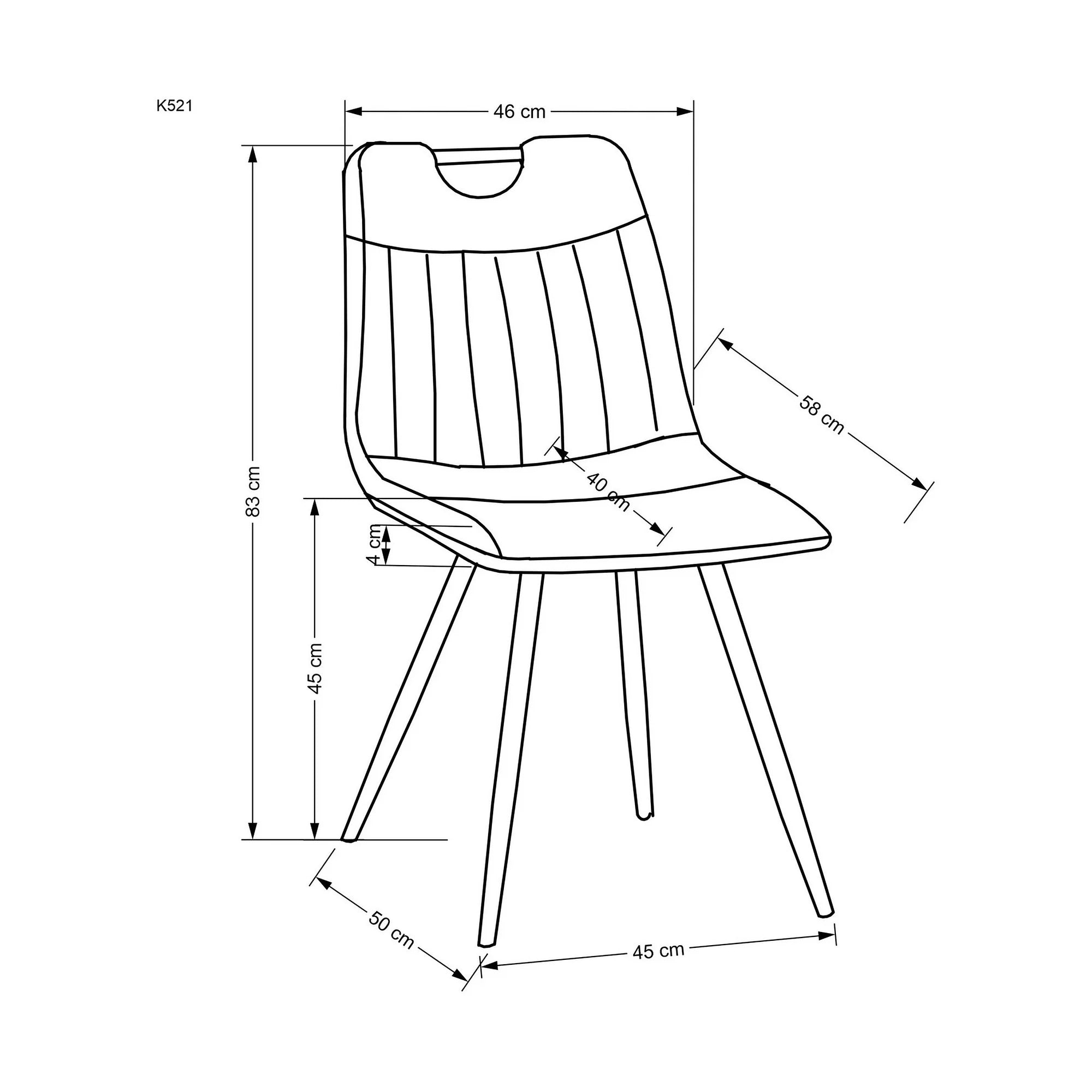 Scaun tapitat K521, verde/negru, stofa catifelata, 46x58x83 cm