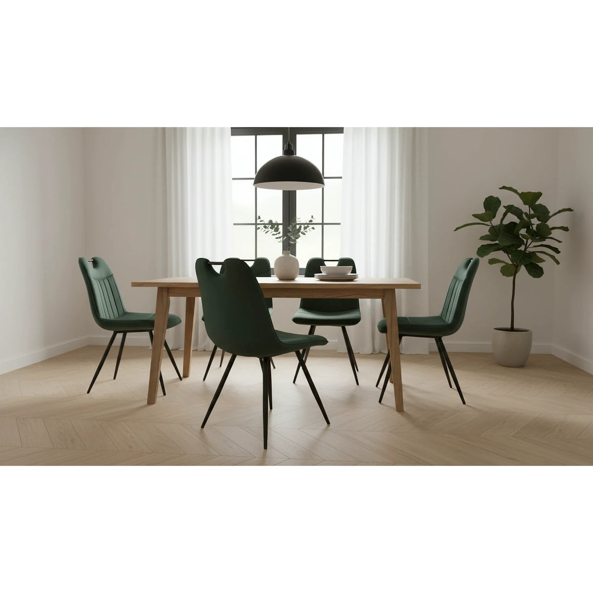 Scaun tapitat K521, verde/negru, stofa catifelata, 46x58x83 cm