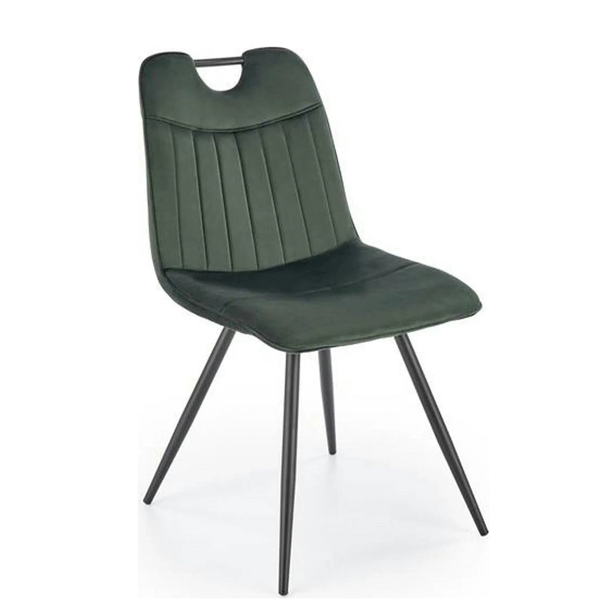 Scaun tapitat K521, verde/negru, stofa catifelata, 46x58x83 cm
