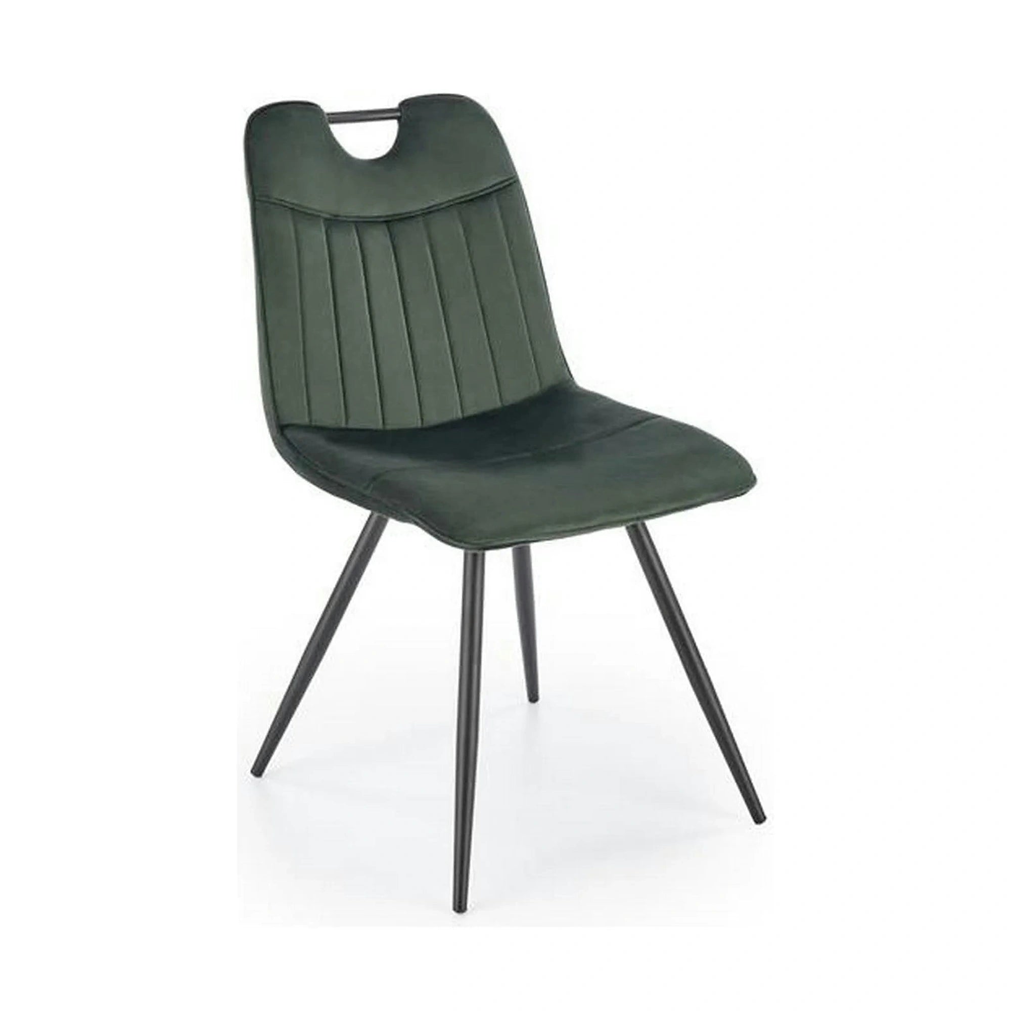 Scaun tapitat K521, verde/negru, stofa catifelata, 46x58x83 cm