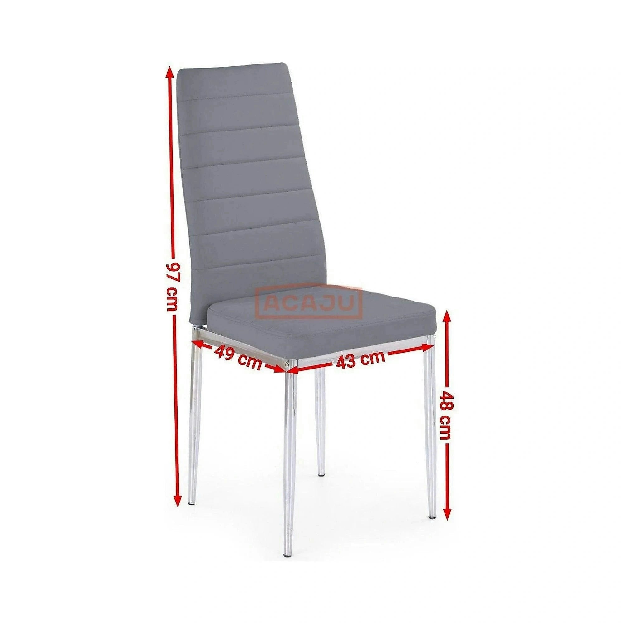 Scaun tapitat K70C, gri/crom, piele ecologica/metal, 43X49X97 CM