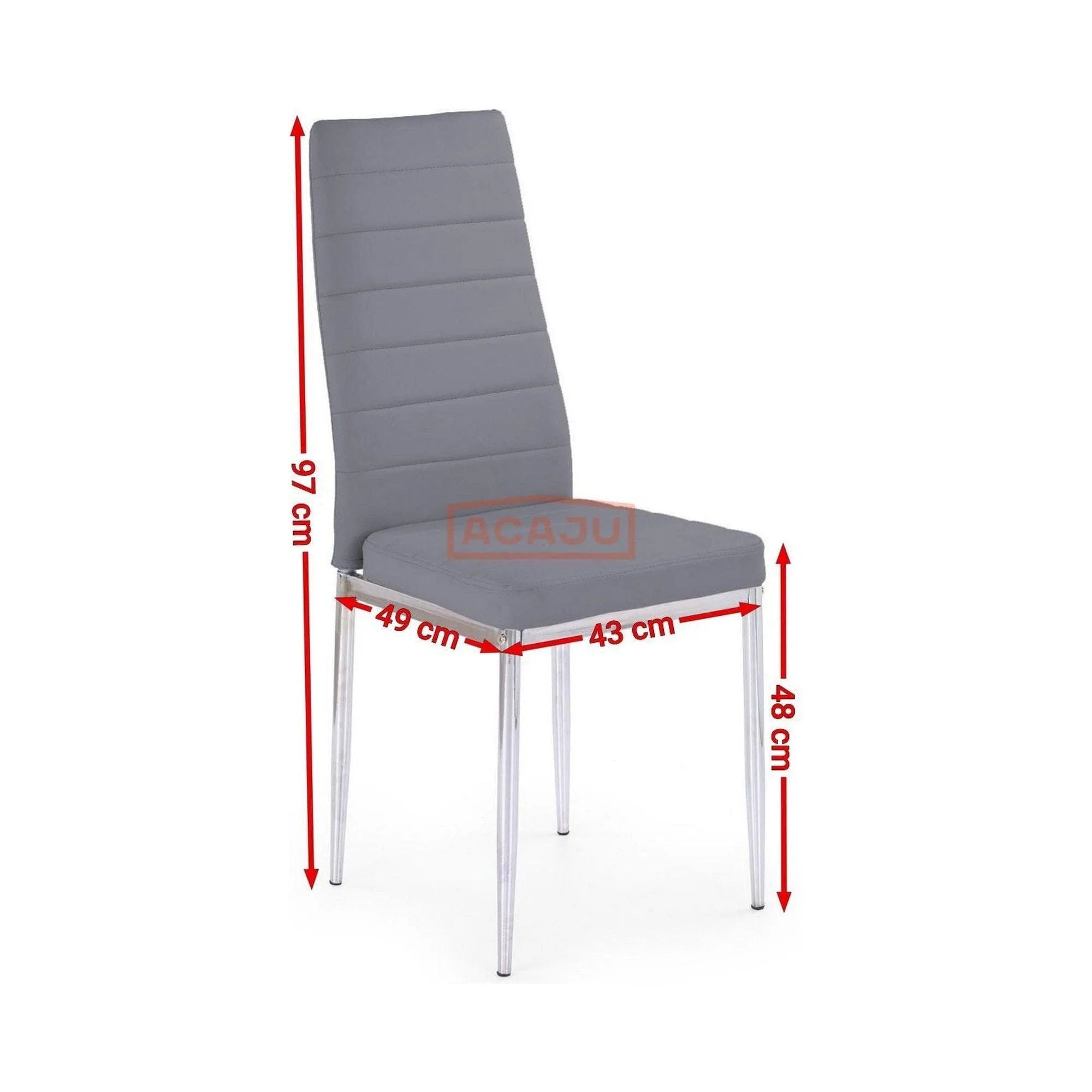 Scaun tapitat K70C, gri/crom, piele ecologica/metal, 43X49X97 CM