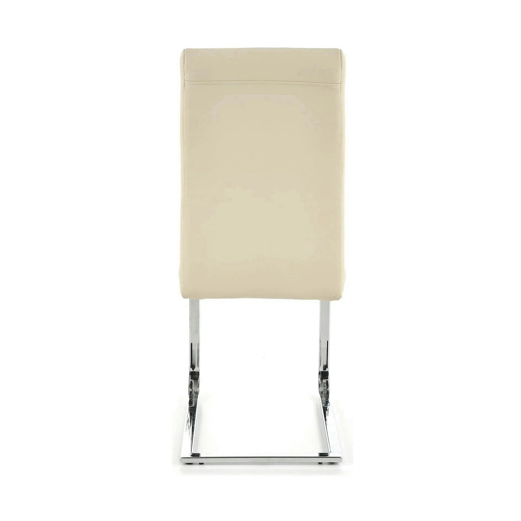 Scaun tapitat K85, crem/crom, metal/piele ecologica, 42X56X100 CM