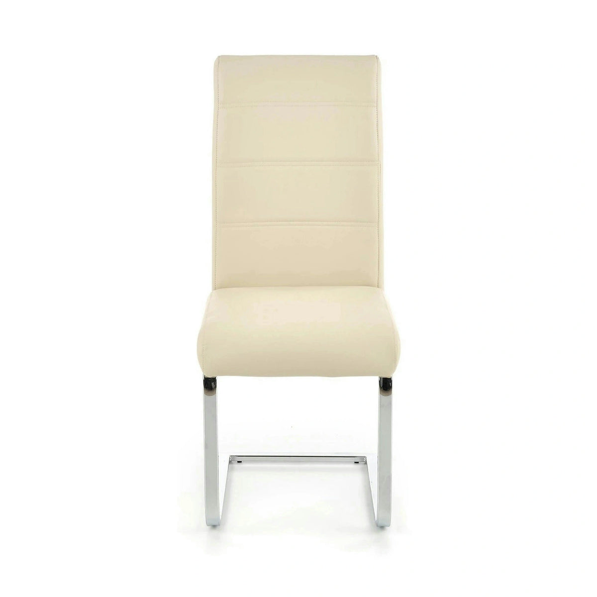 Scaun tapitat K85, crem/crom, metal/piele ecologica, 42X56X100 CM