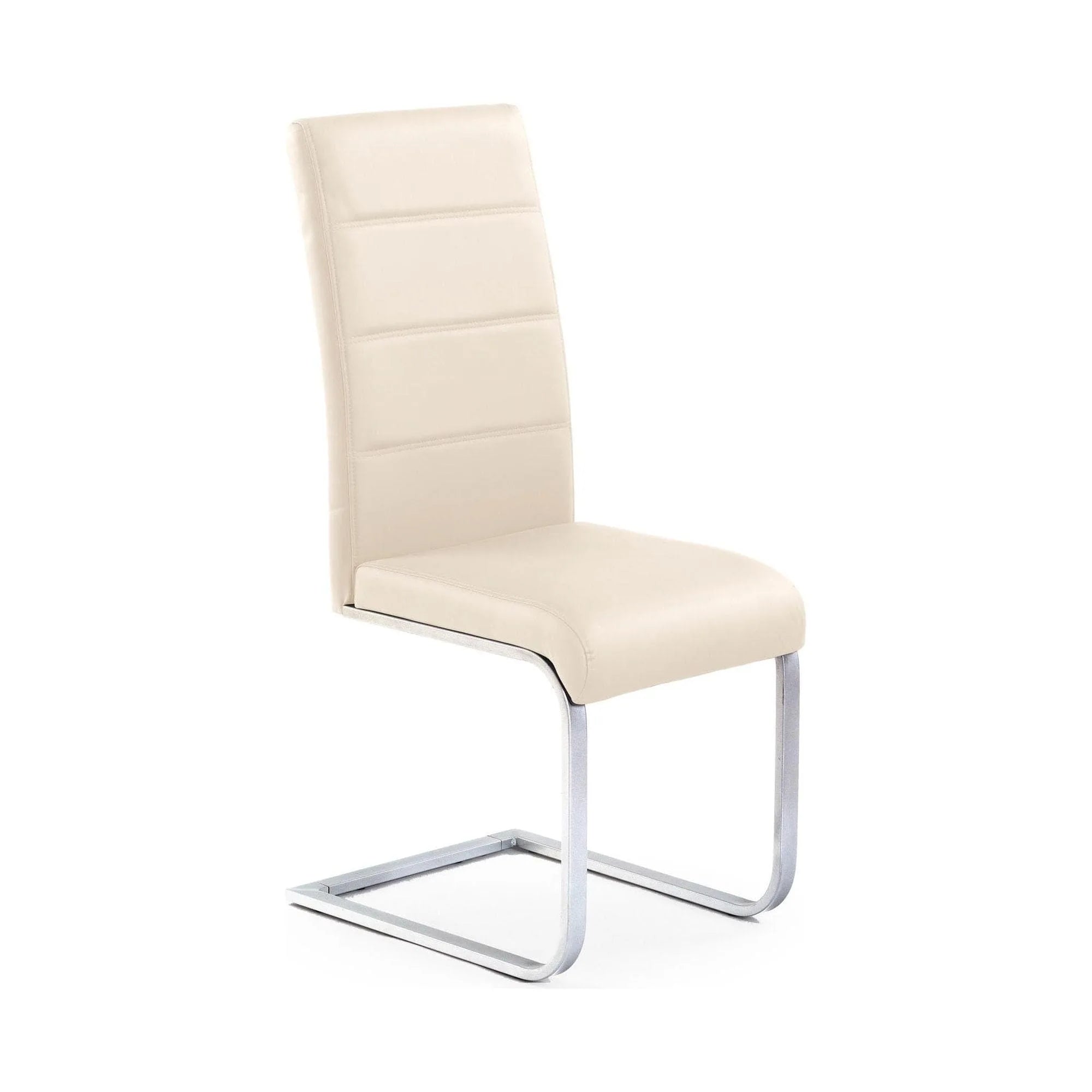 Scaun tapitat K85, crem/crom, metal/piele ecologica, 42X56X100 CM