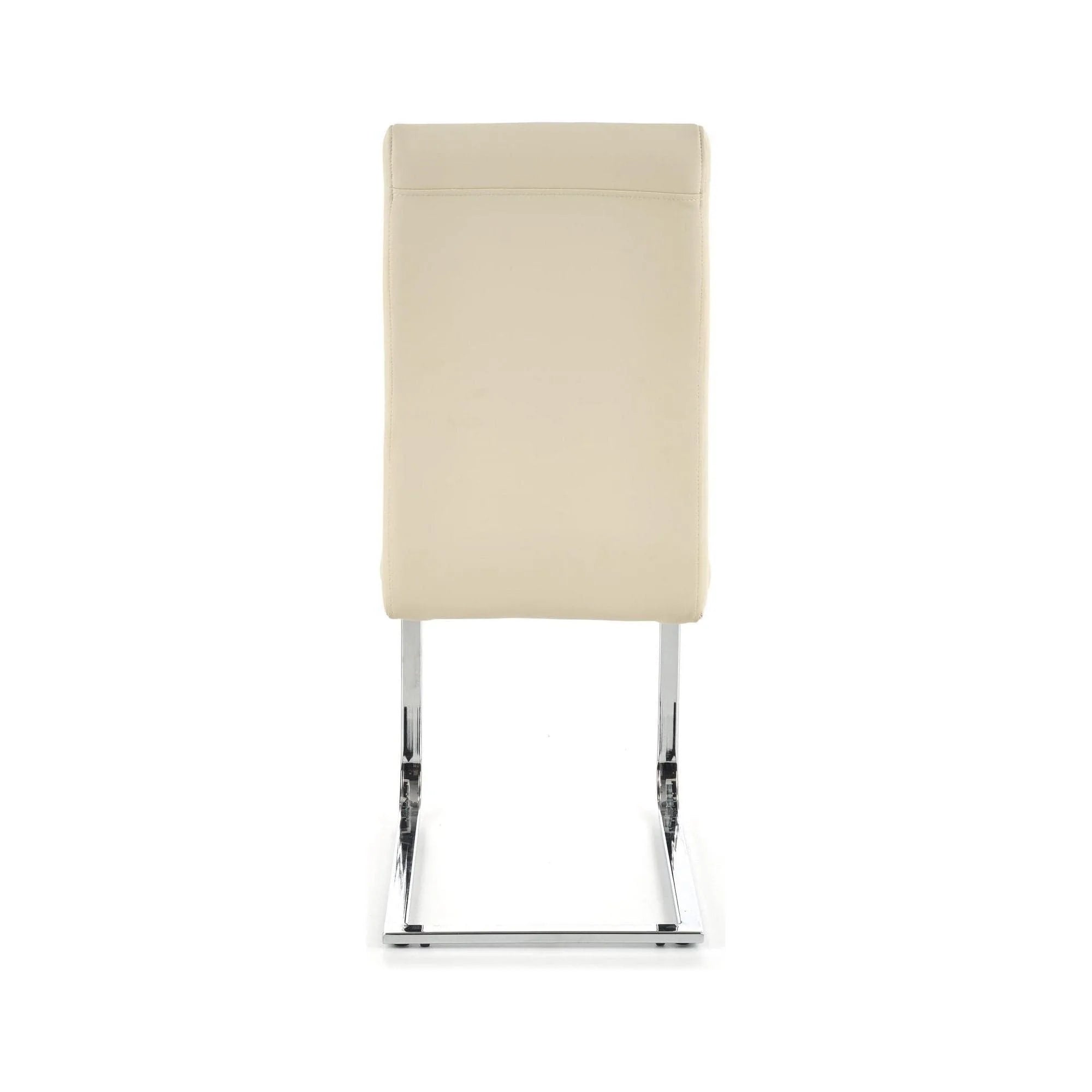 Scaun tapitat K85, crem/crom, metal/piele ecologica, 42X56X100 CM