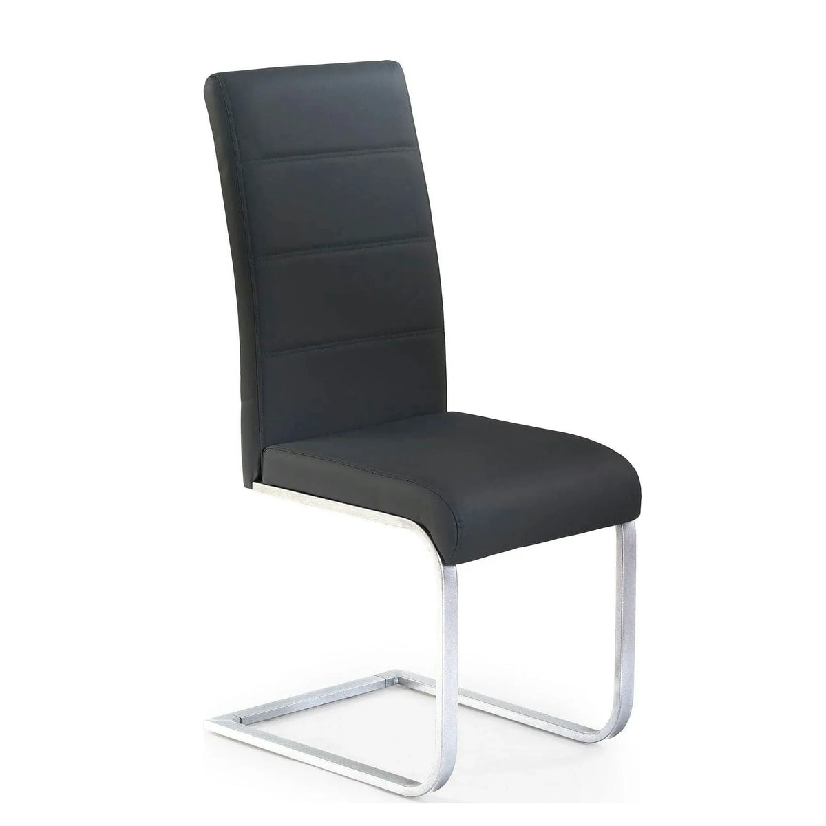 Scaun tapitat K85, negru/crom, metal/piele ecologica, 42X56X100 CM