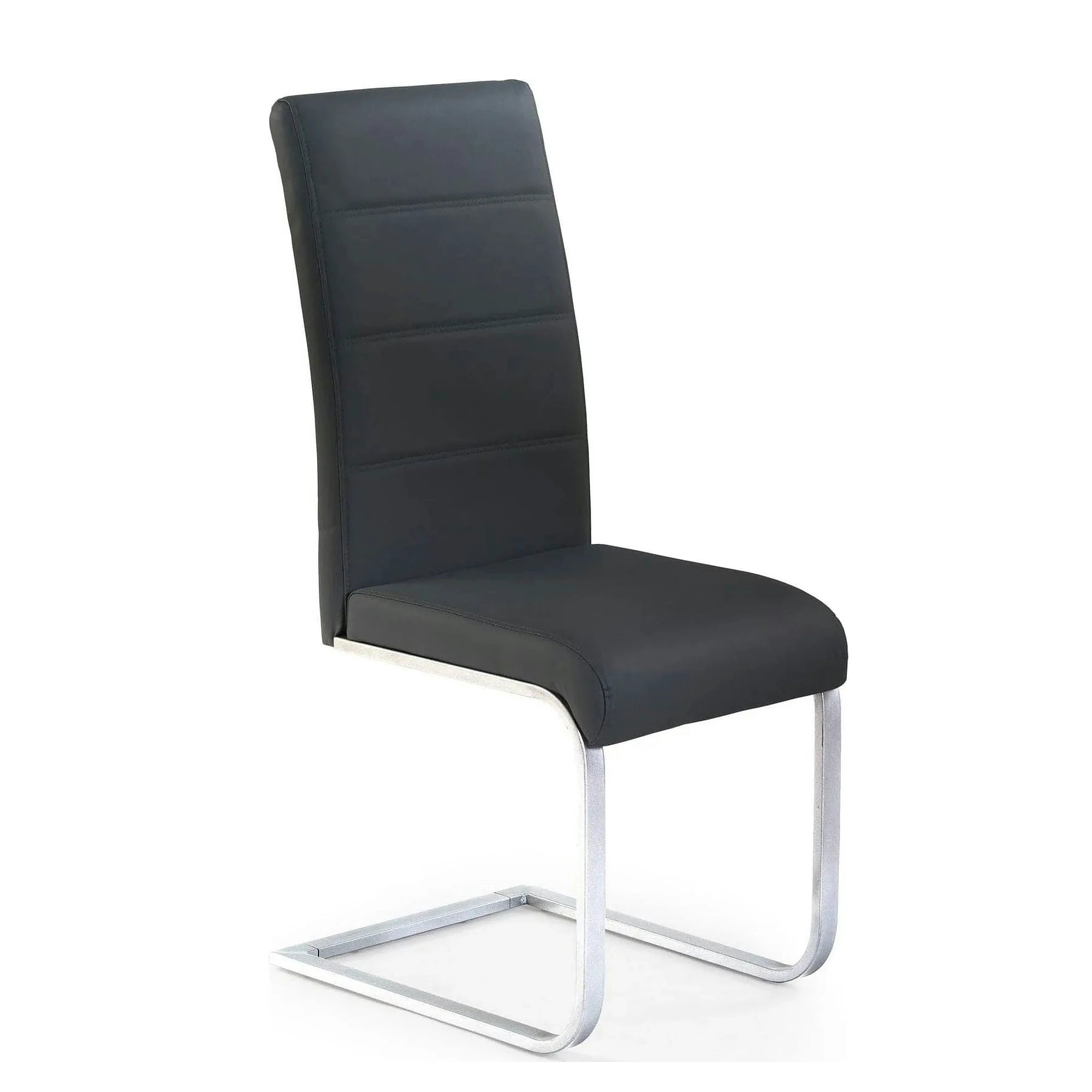 Scaun tapitat K85, negru/crom, metal/piele ecologica, 42X56X100 CM