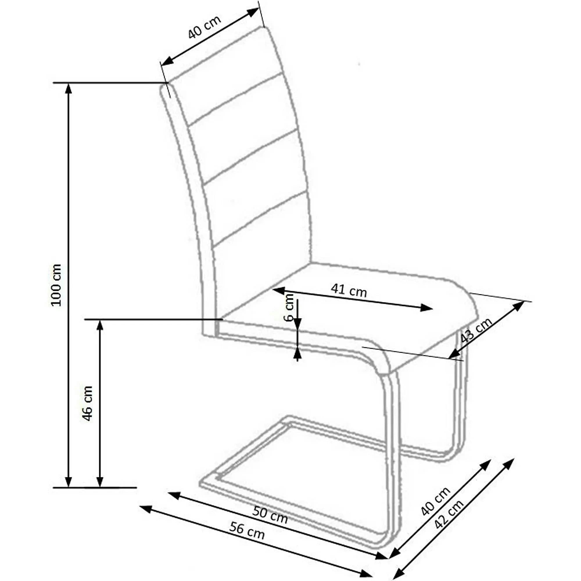 Scaun tapitat K85, negru/crom, metal/piele ecologica, 42X56X100 CM
