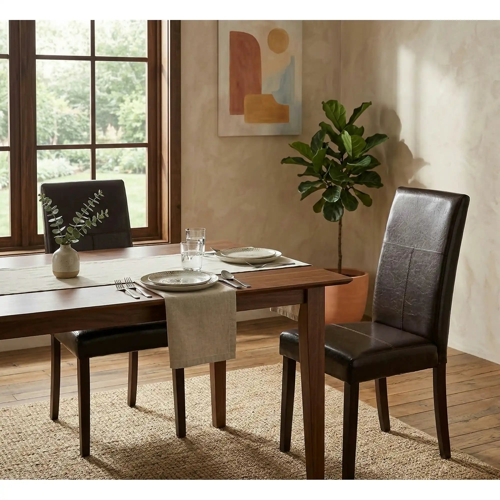 Scaun tapitat Kerry, maro/wenge, lemn malaezian/piele ecologica, 45X46X95 CM