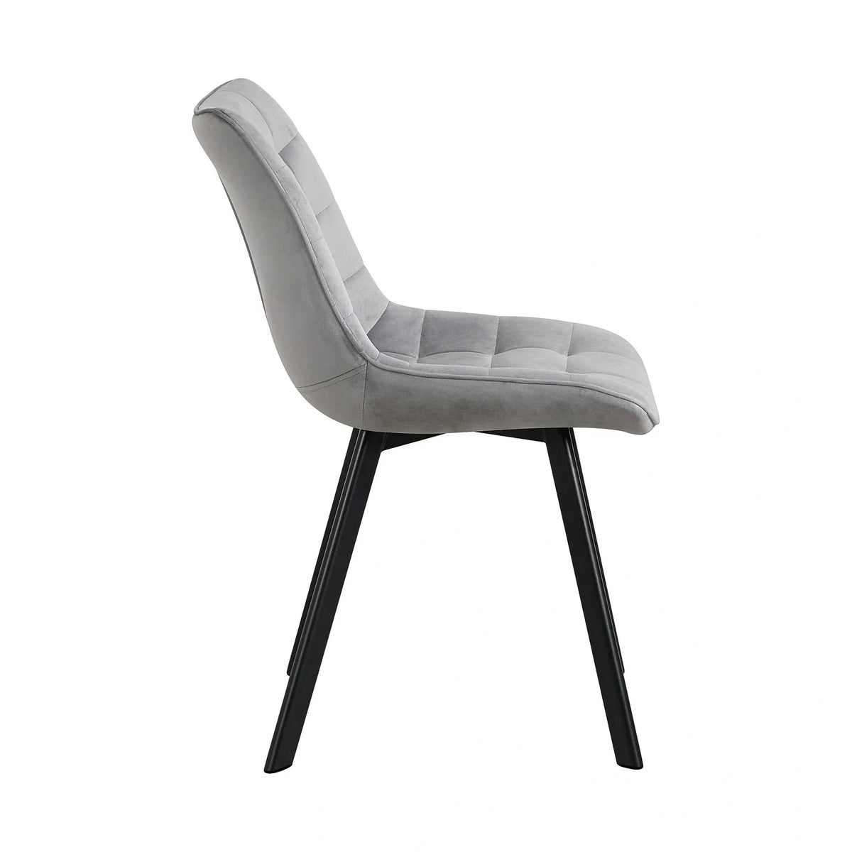 Scaun tapitat MEL, gri deschis/negru, stofa catifelata/metal, 47x56x84 cm