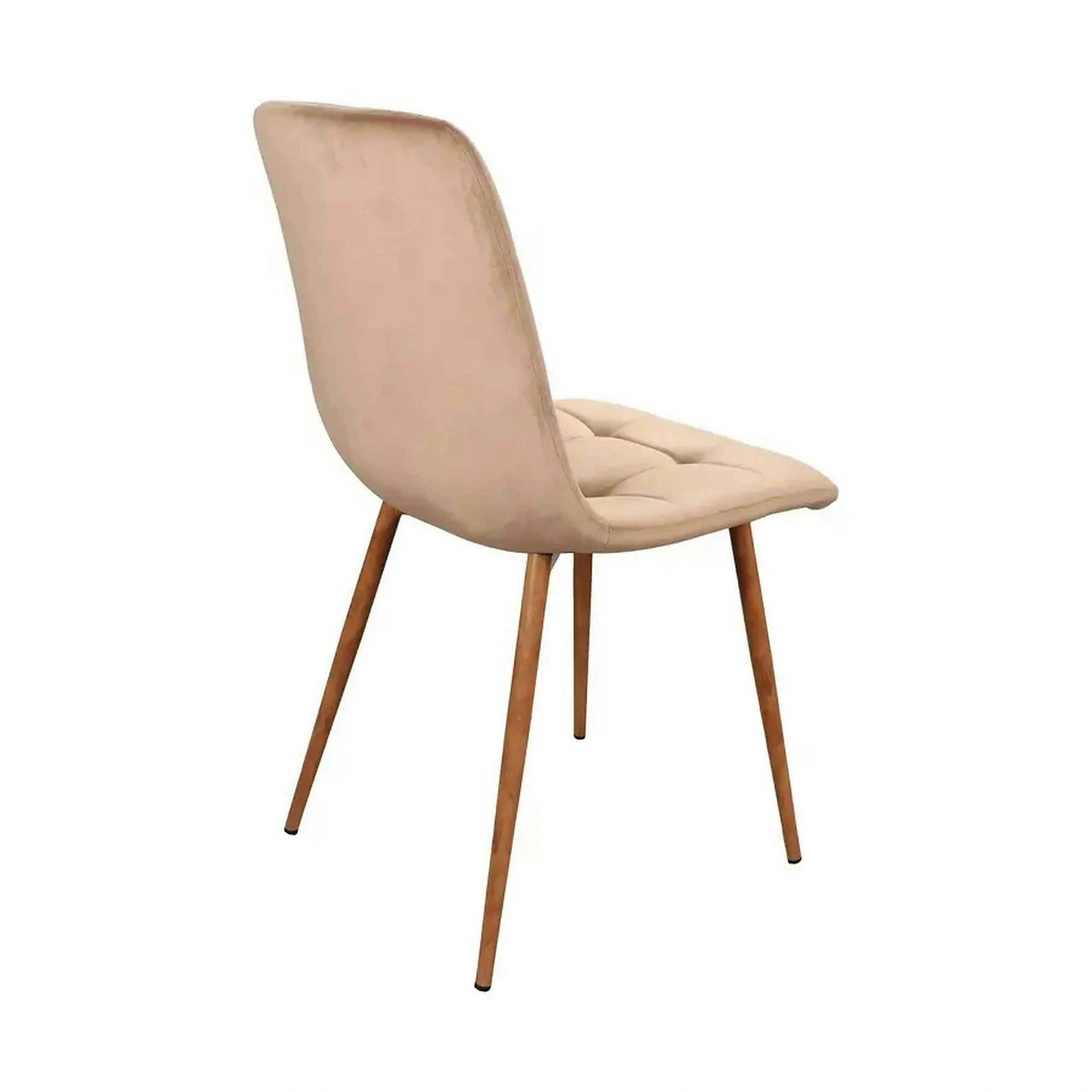 Scaun tapitat MILA D, bej deschis/stejar, stofa catifelata/metal, 45x41x86 cm