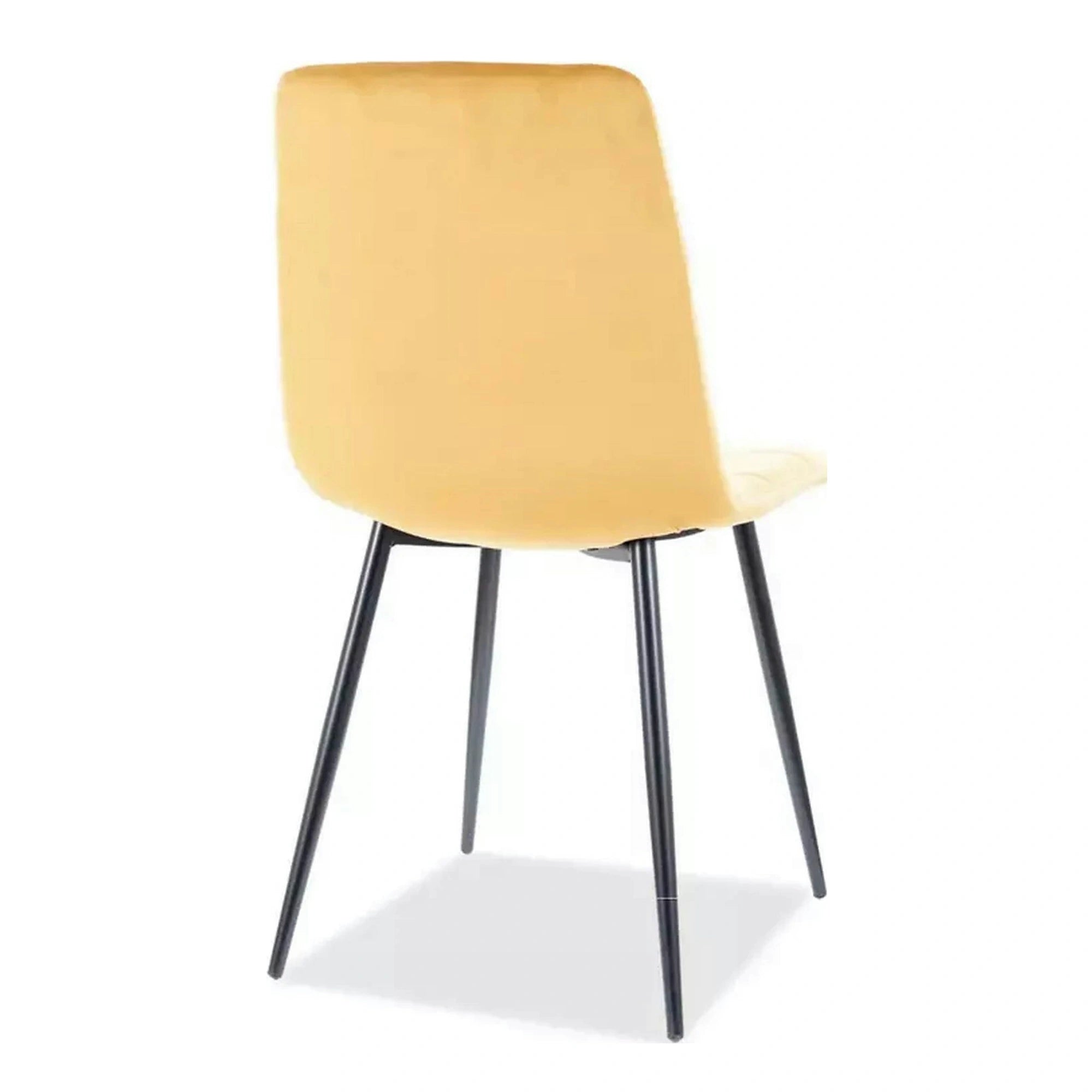 Scaun tapitat MILA, galben/negru, stofa catifelata/metal, 45x41x86 cm