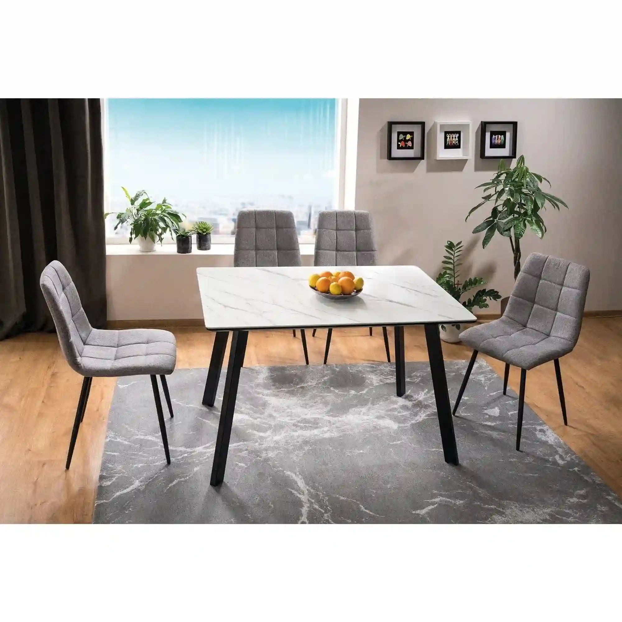 Scaun tapitat MILA, gri, stofa catifelata/metal, 47x45x87