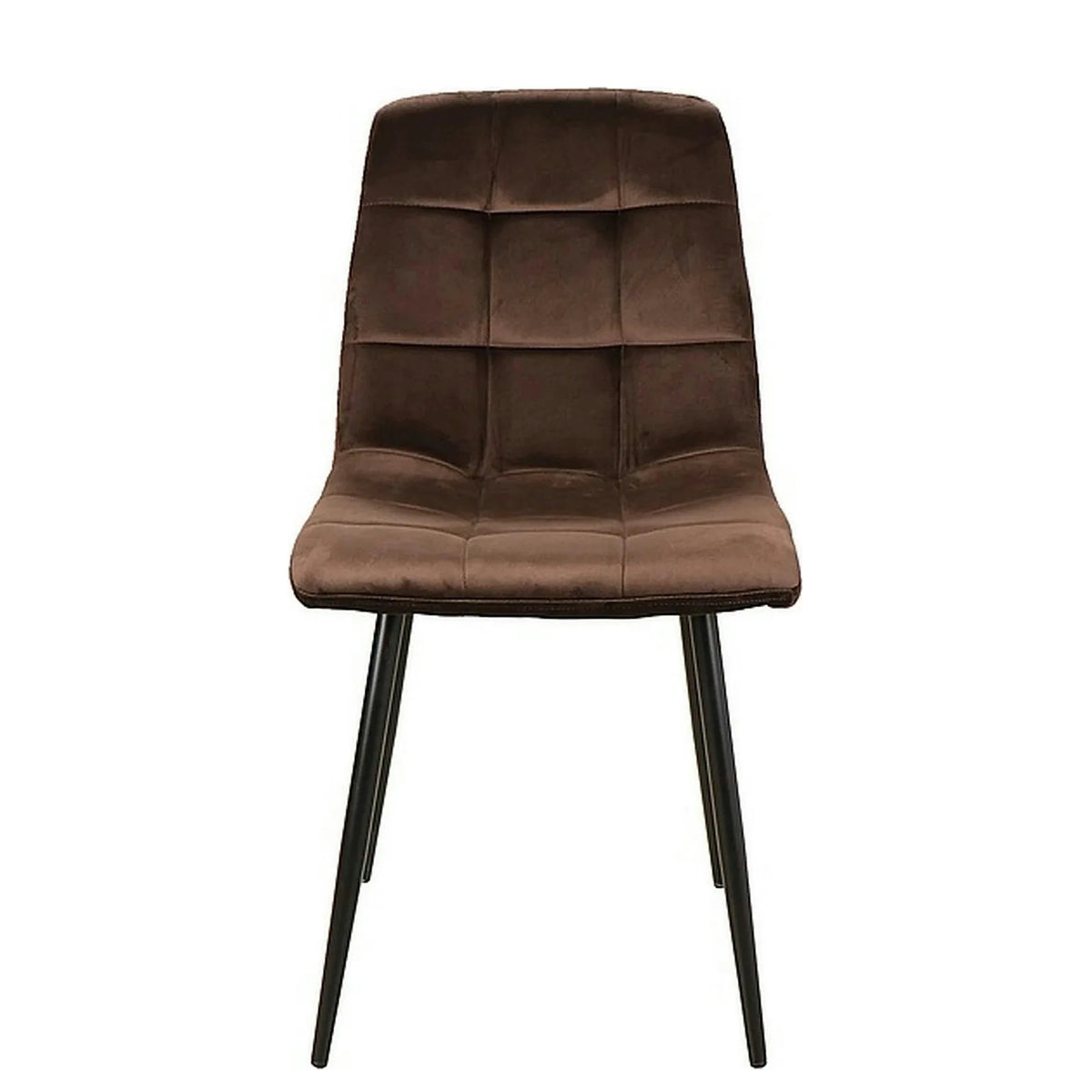 Scaun tapitat MILA, maro/negru, stofa catifelata/metal, 45x41x86 cm