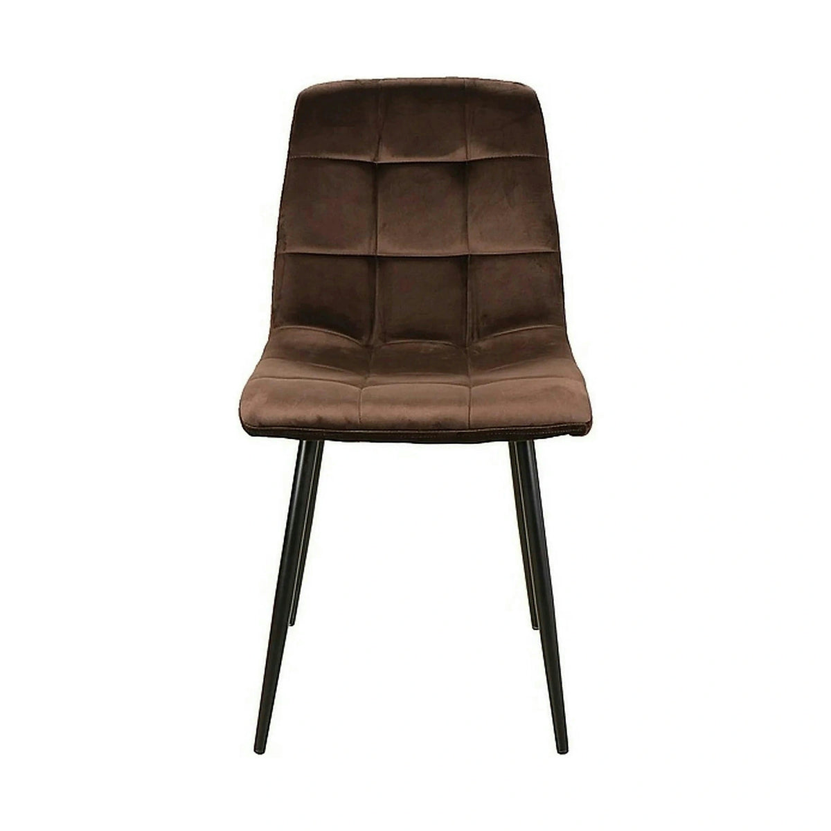 Scaun tapitat MILA, maro/negru, stofa catifelata/metal, 45x41x86 cm