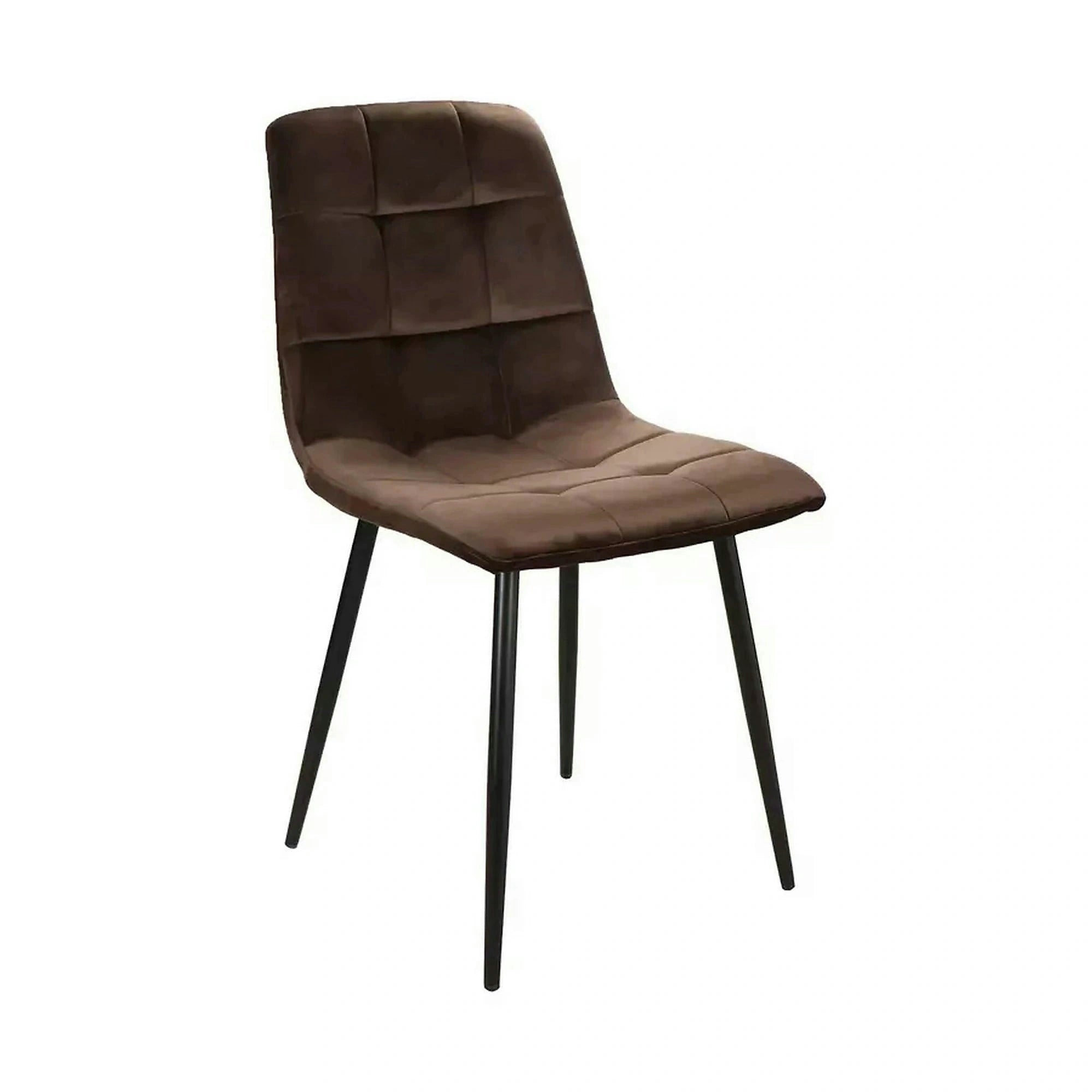 Scaun tapitat MILA, maro/negru, stofa catifelata/metal, 45x41x86 cm