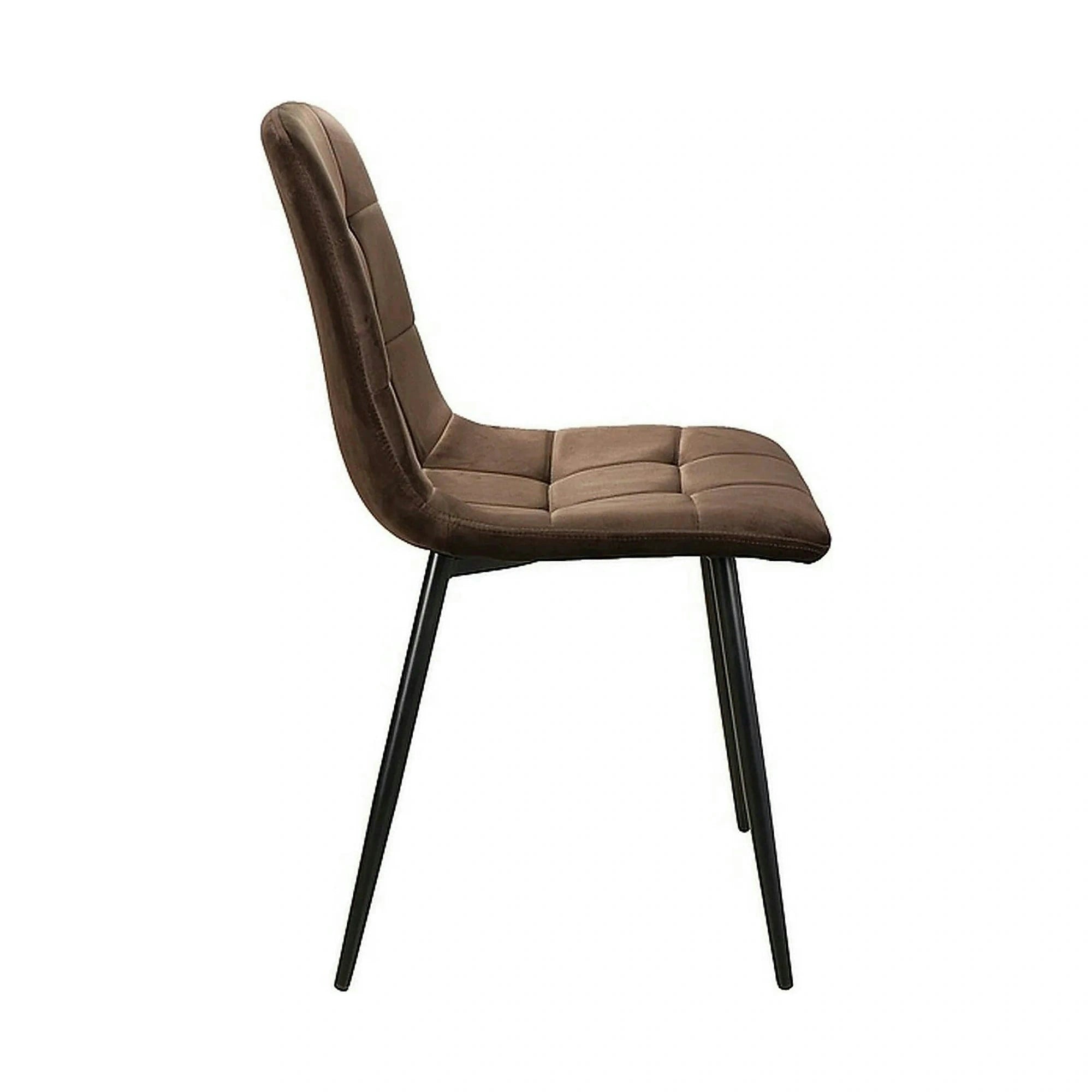 Scaun tapitat MILA, maro/negru, stofa catifelata/metal, 45x41x86 cm
