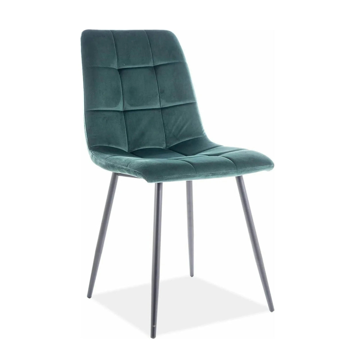 Scaun tapitat MILA, verde/negru, stofa catifelata/metal, 45x41x86 cm
