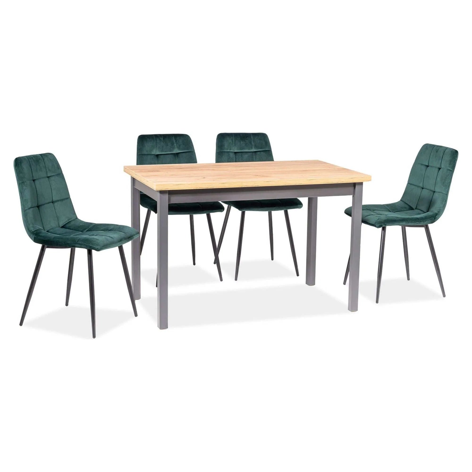 Scaun tapitat MILA, verde/negru, stofa catifelata/metal, 45x41x86 cm