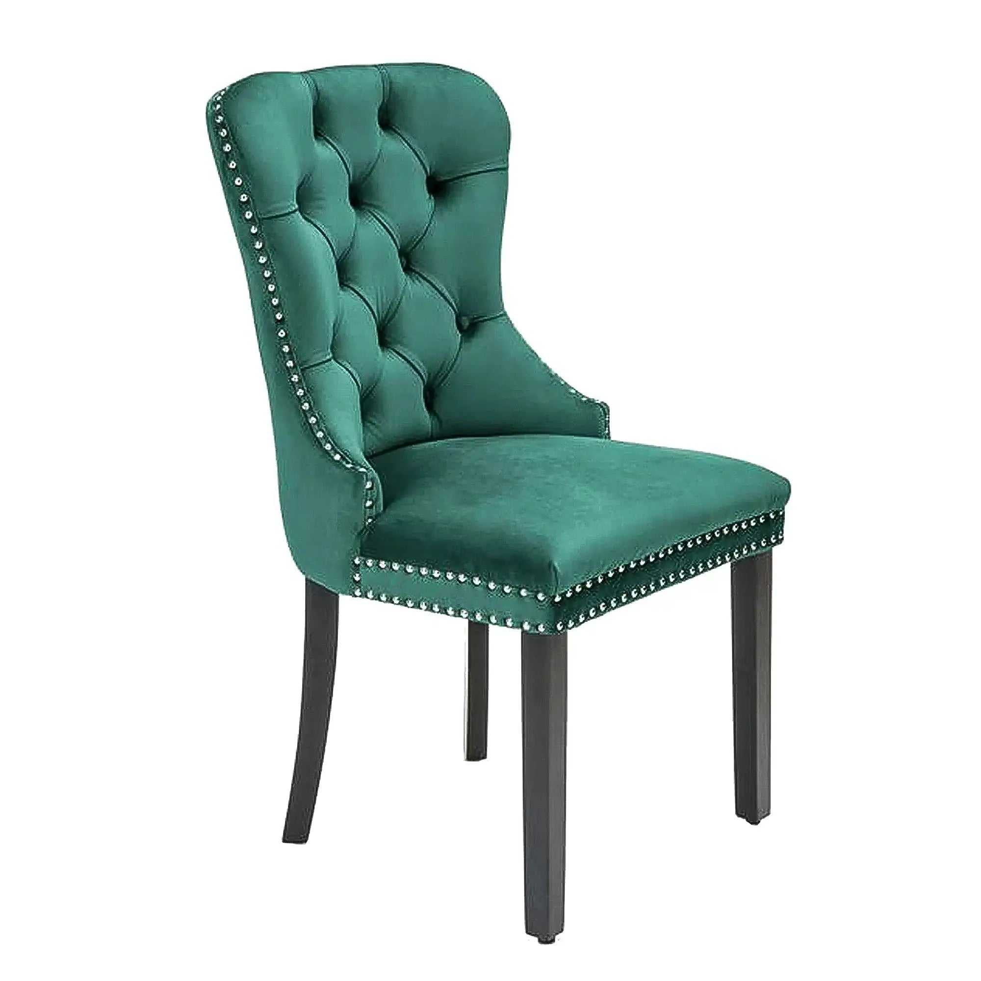 Scaun tapitat MIYA, verde/negru, stofa catifelata, 54x60x100 cm