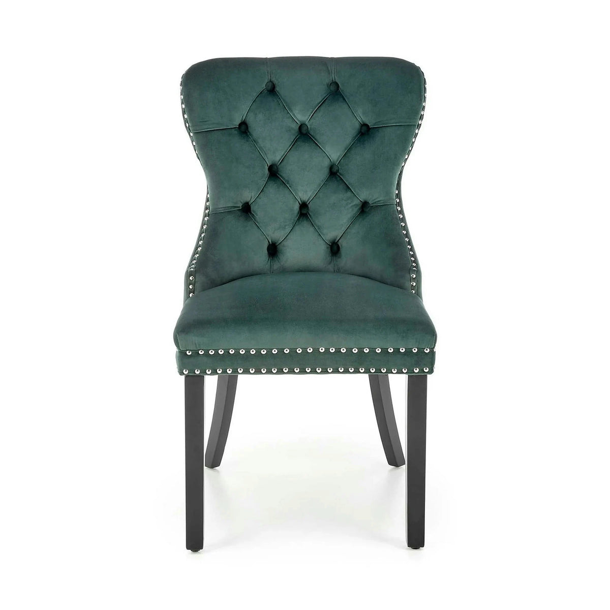 Scaun tapitat MIYA, verde/negru, stofa catifelata, 54x60x100 cm