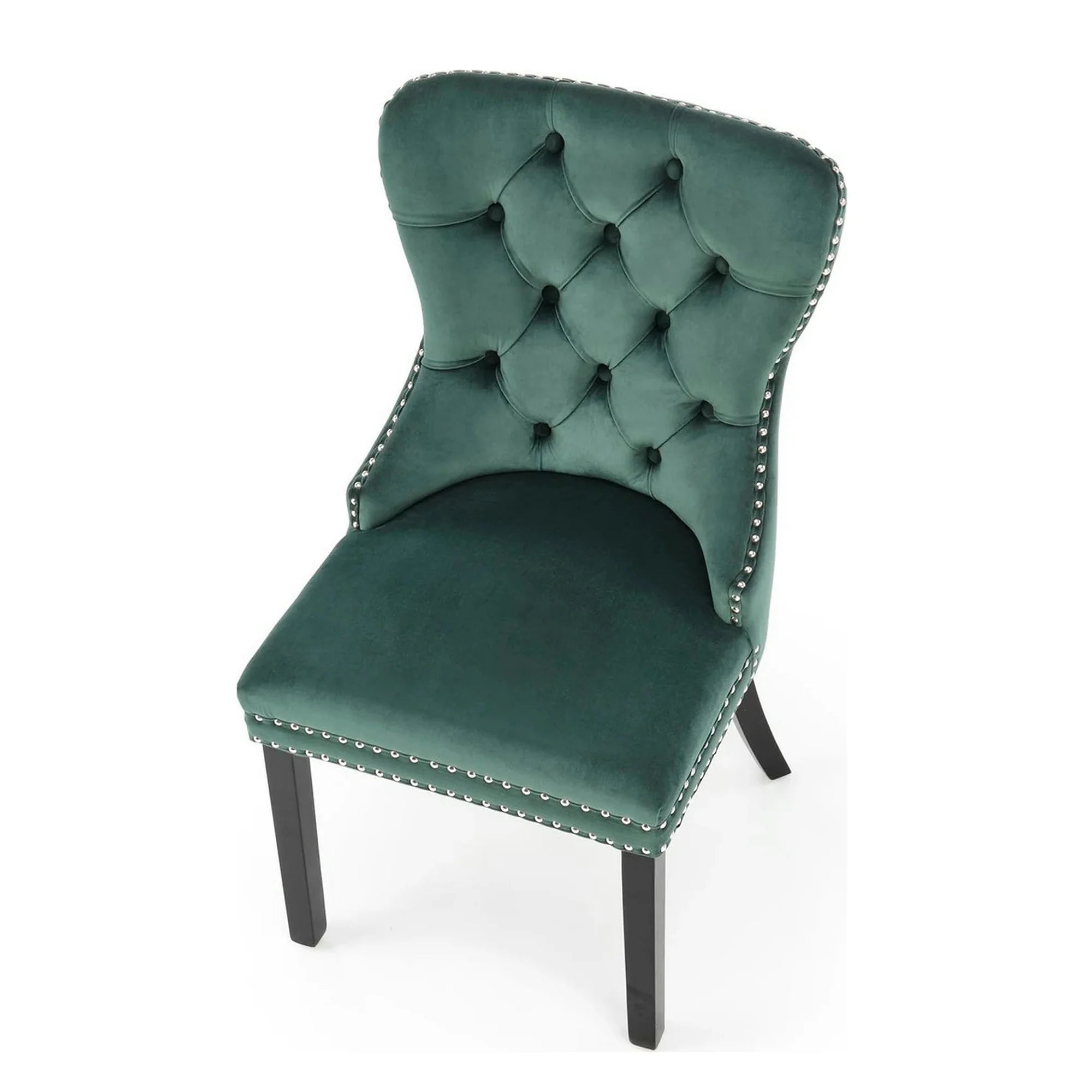 Scaun tapitat MIYA, verde/negru, stofa catifelata, 54x60x100 cm