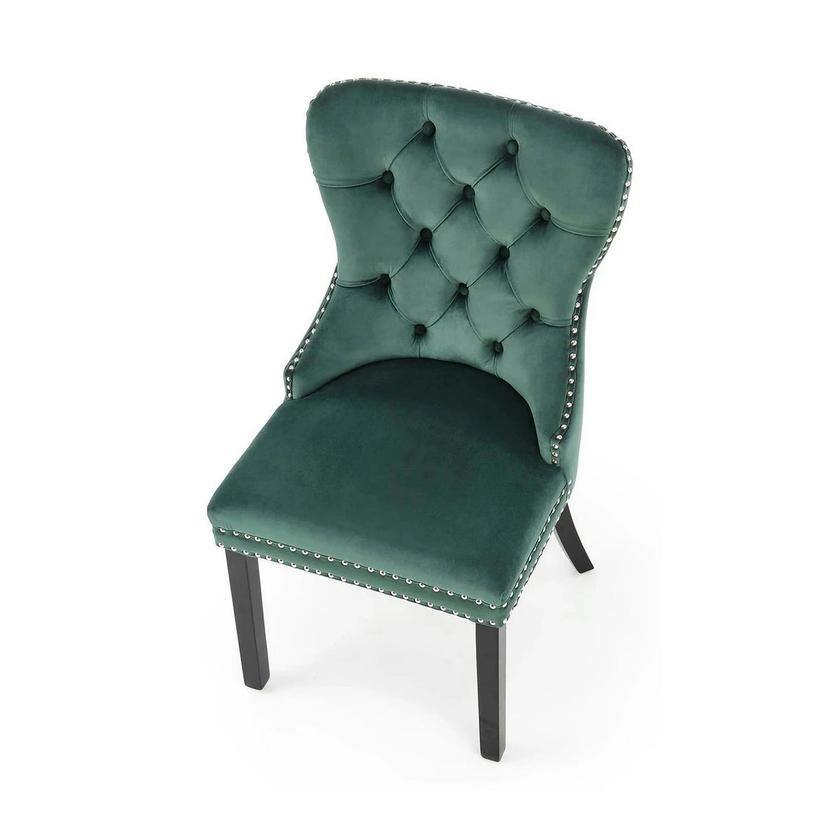 Scaun tapitat MIYA, verde/negru, stofa catifelata, 54x60x100 cm