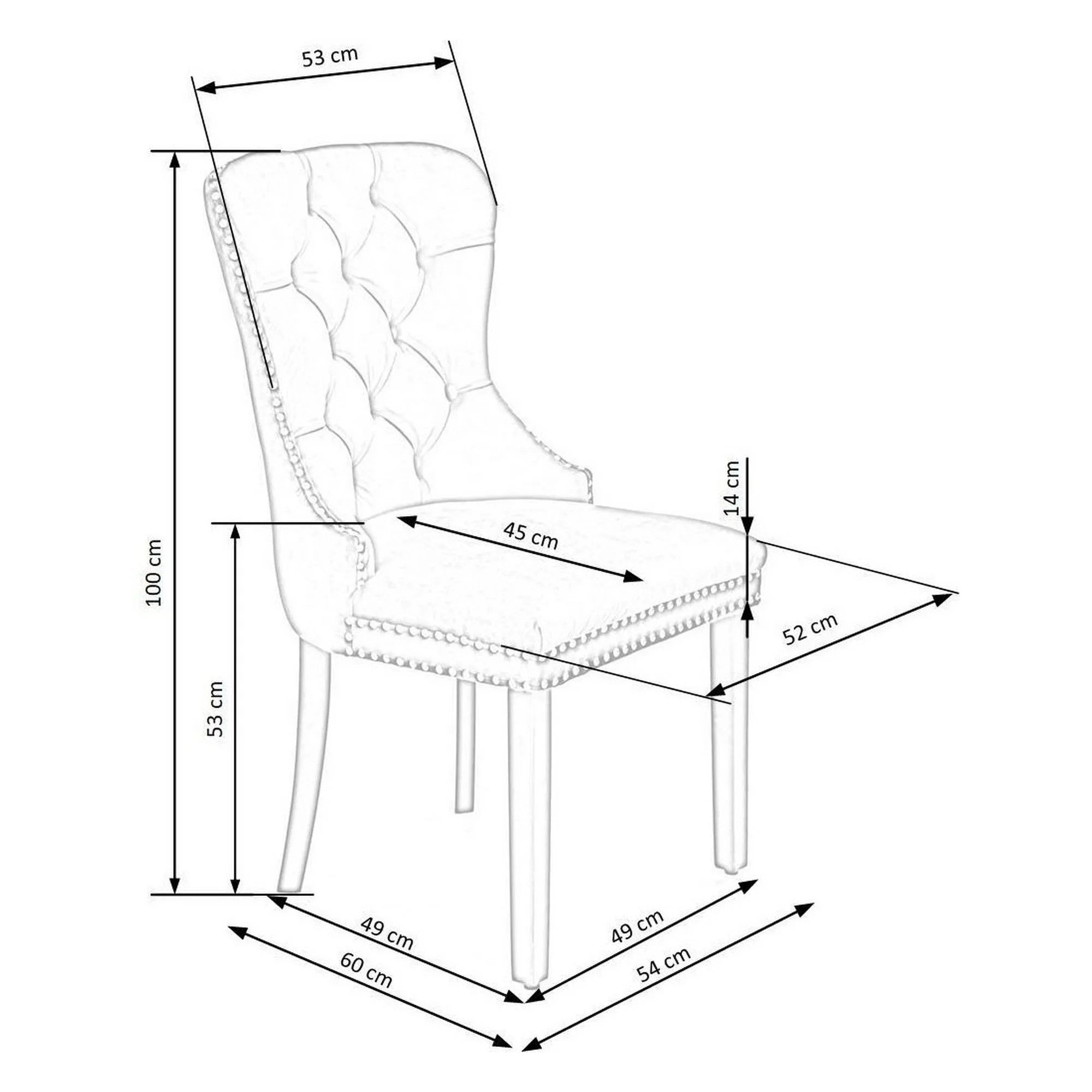 Scaun tapitat MIYA, verde/negru, stofa catifelata, 54x60x100 cm