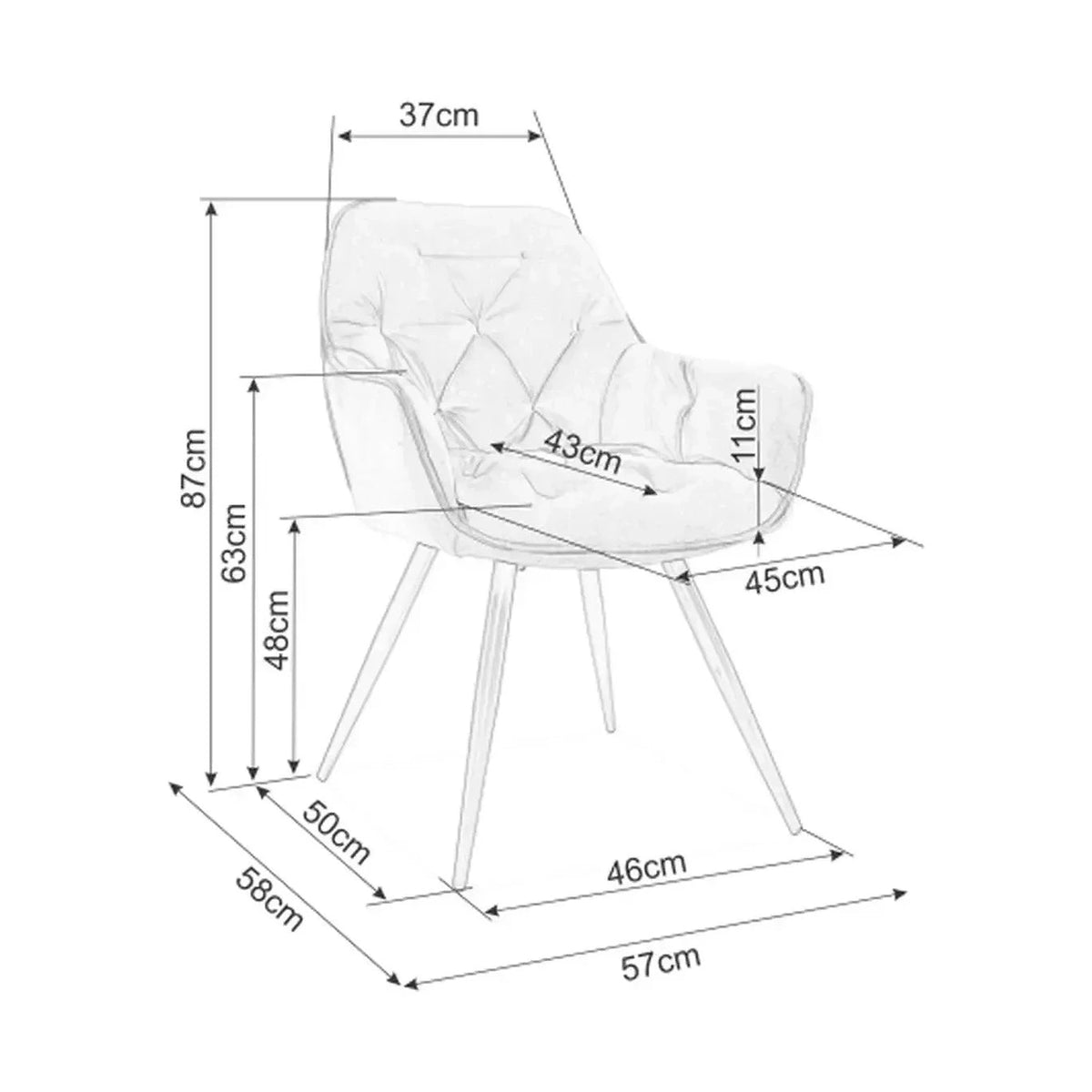 Scaun tapitat modern CHERRY, galben/negru, stofa catifelata/metal, 58x57x87 cm
