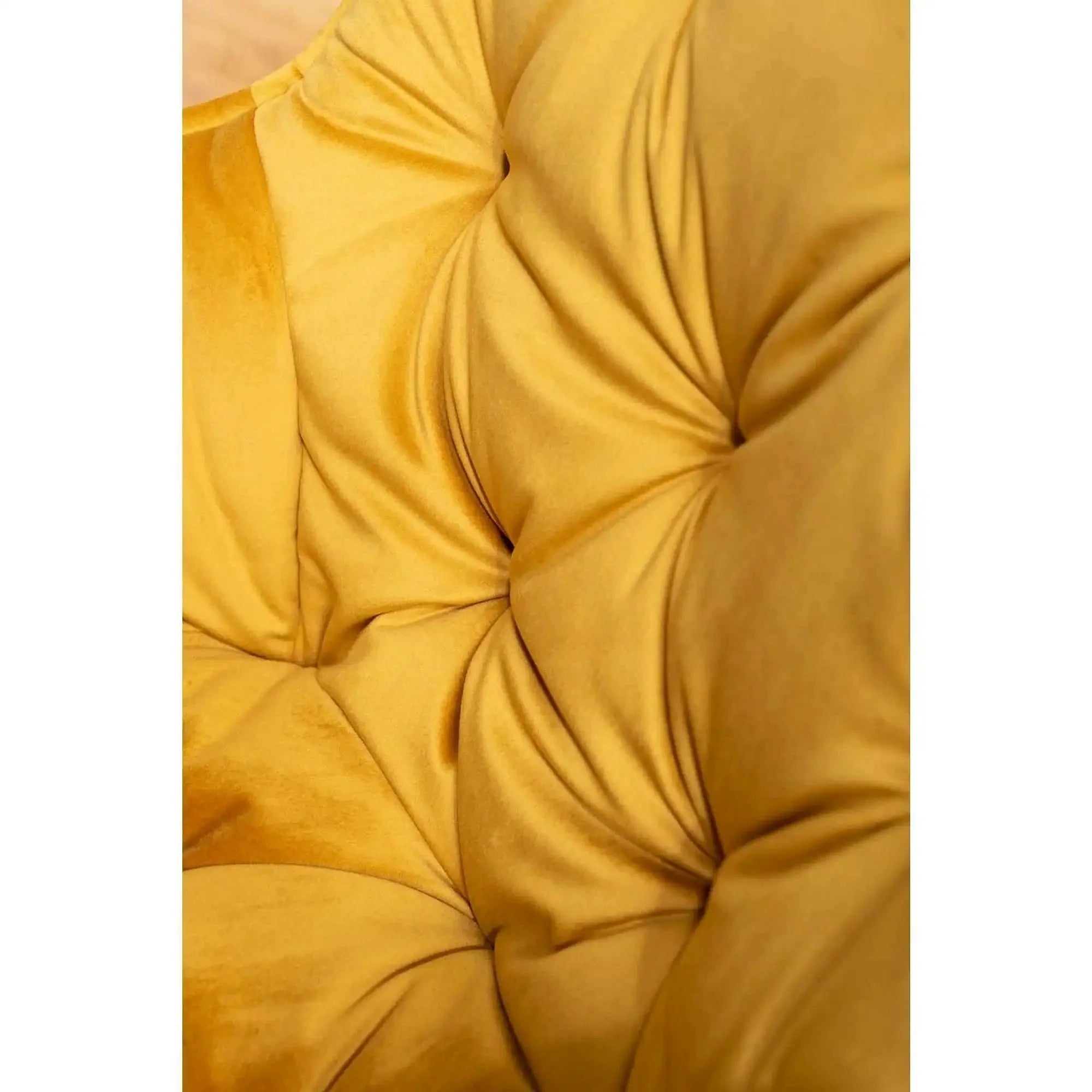 Scaun tapitat modern CHERRY, galben/negru, stofa catifelata/metal, 58x57x87 cm