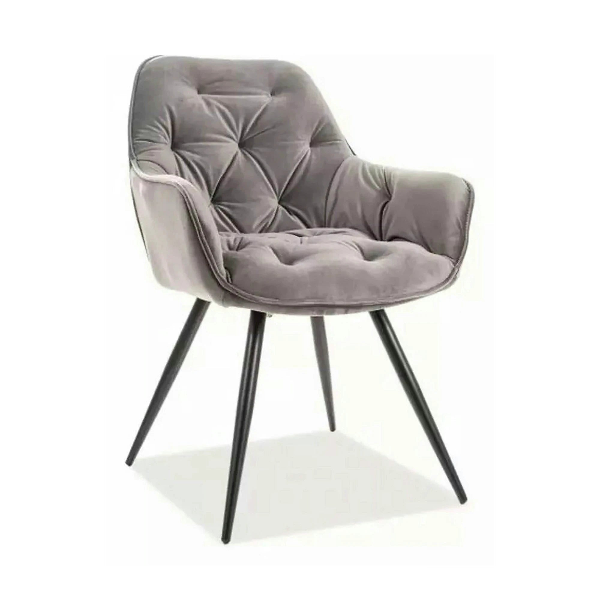 Scaun tapitat modern CHERRY, gri/negru, stofa catifelata/metal, 58x57x87 cm